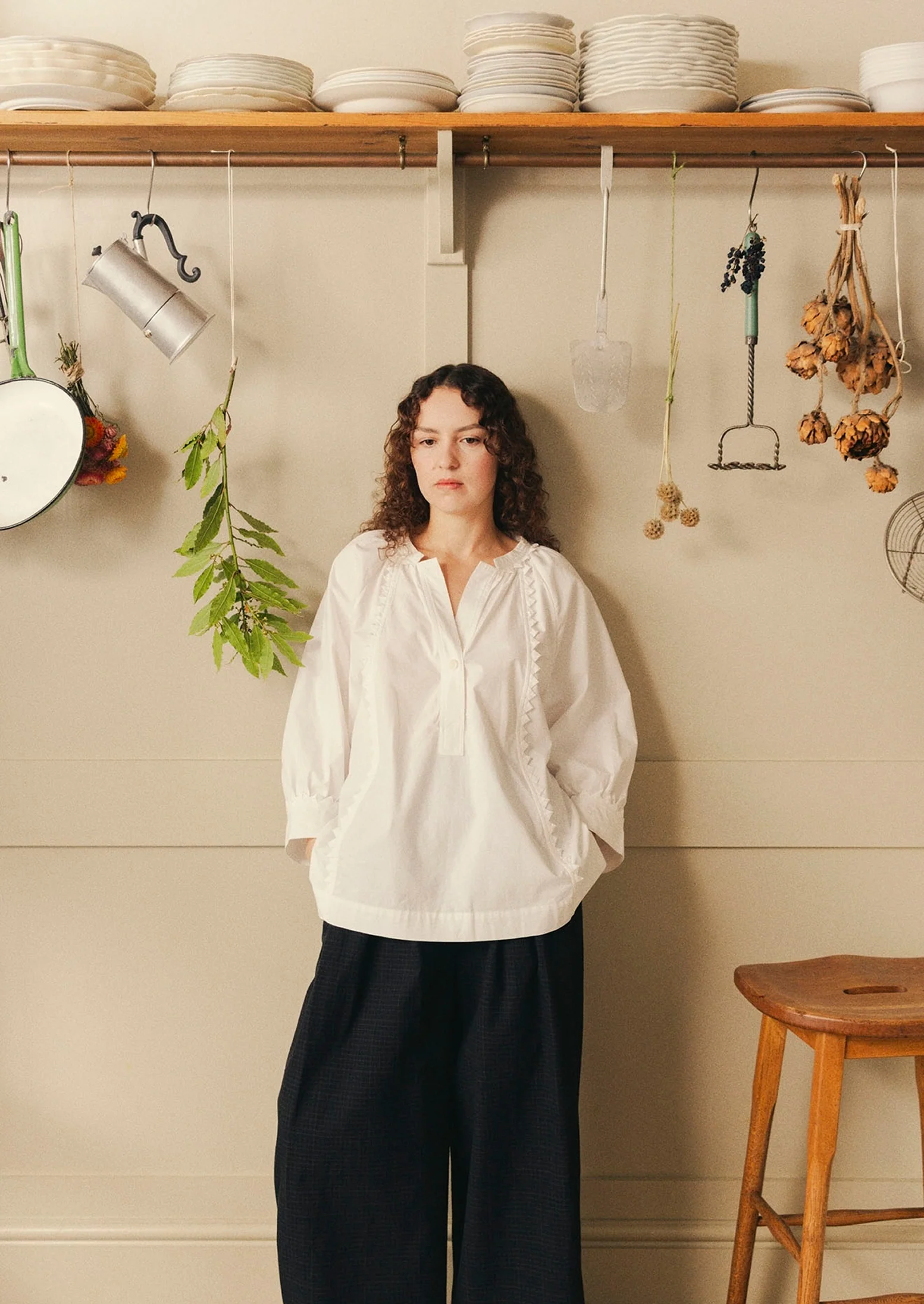 Crockery Edge Cotton Poplin Top | Paper White - Image 2