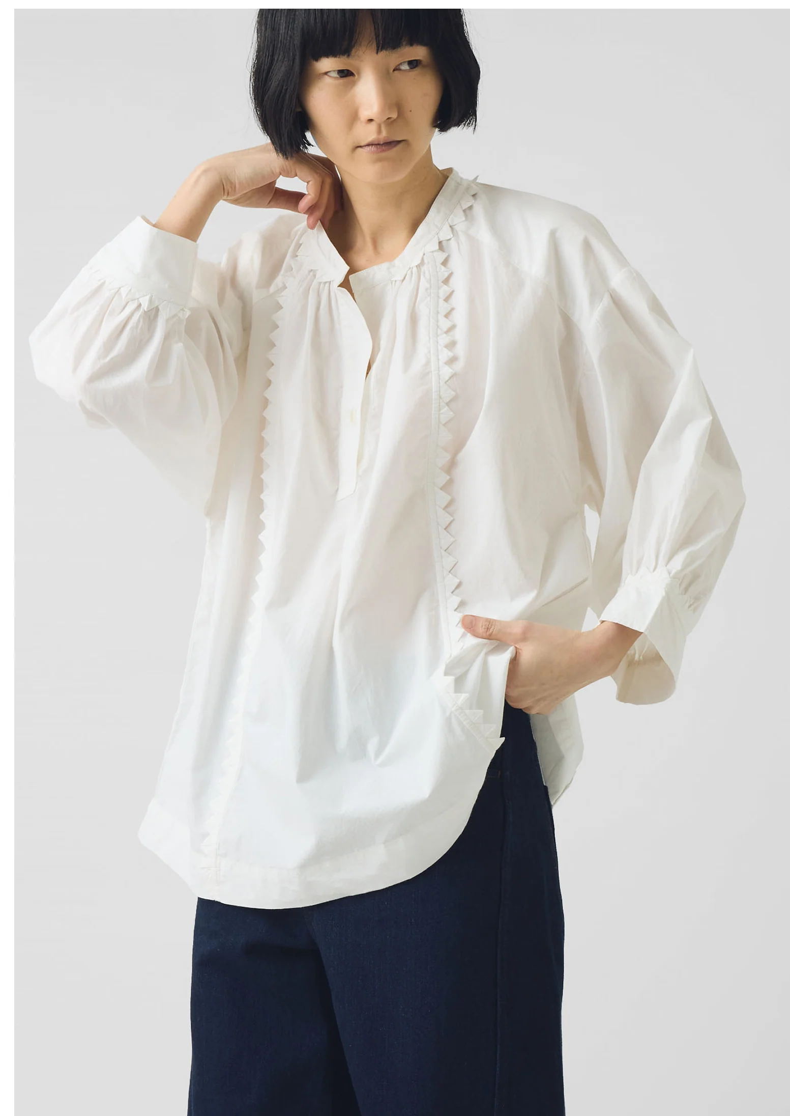 Crockery Edge Cotton Poplin Top | Paper White - Image 3