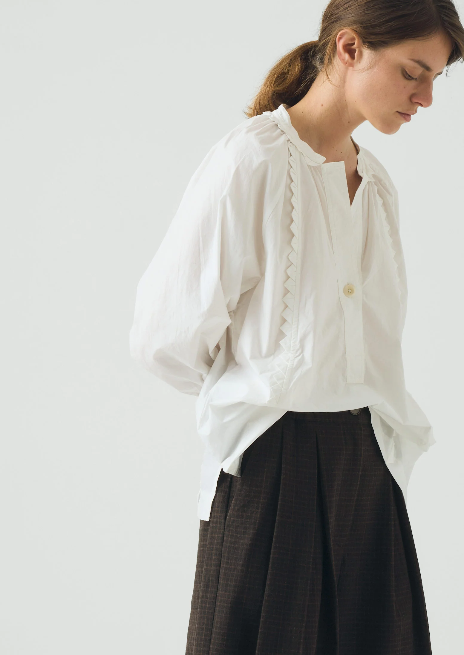 Crockery Edge Cotton Poplin Top | Paper White - Image 7