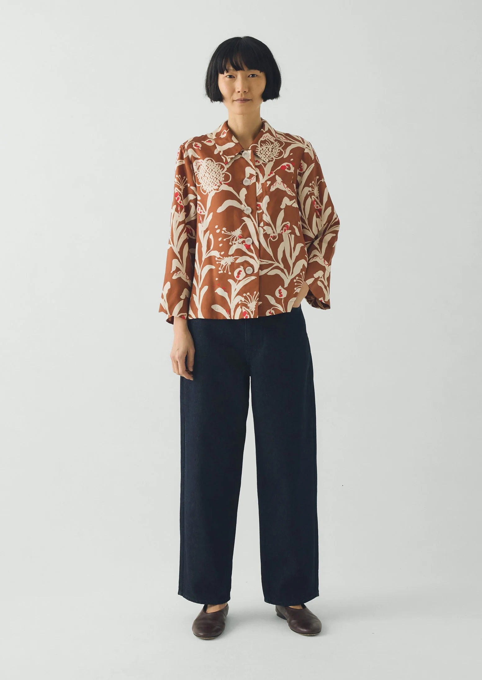 Crockery Print Boxy Shirt | Cinnamon - Image 2