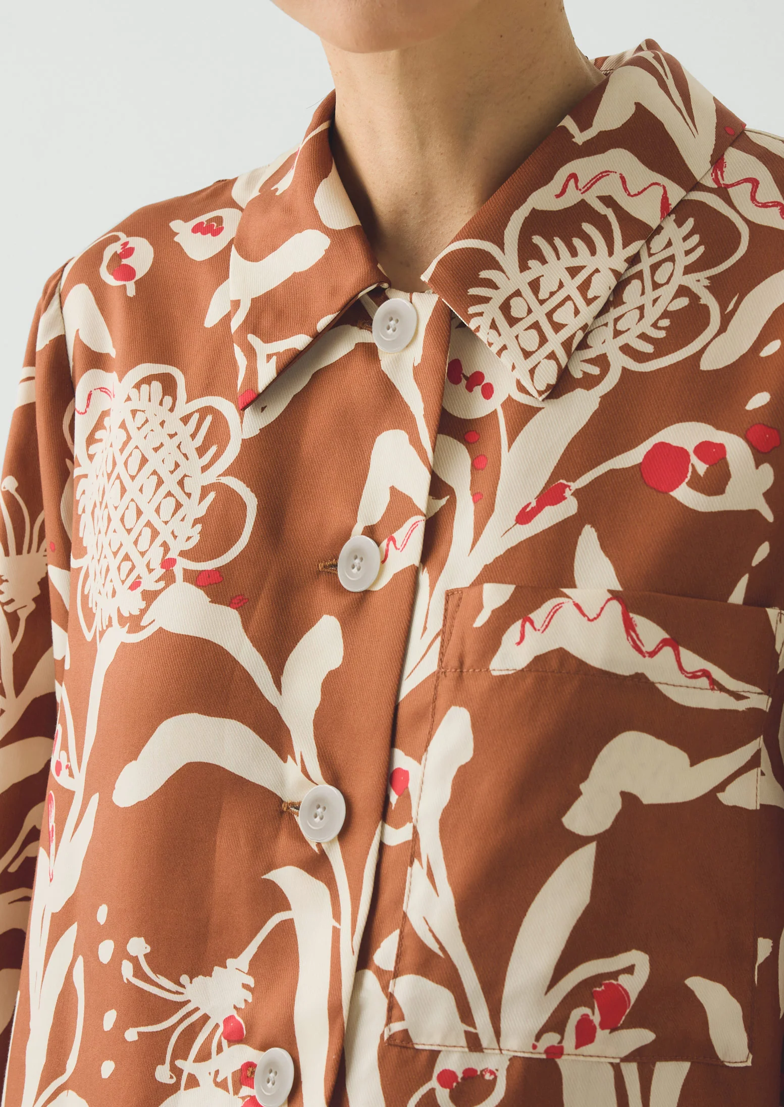 Crockery Print Boxy Shirt | Cinnamon - Image 5