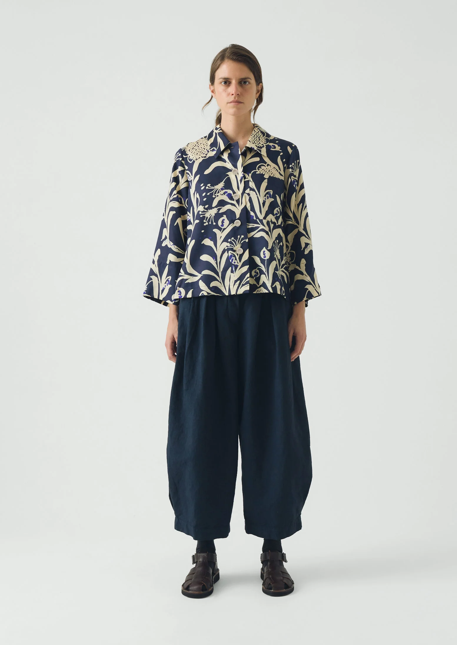 Crockery Print Boxy Shirt | Smalt - Image 3