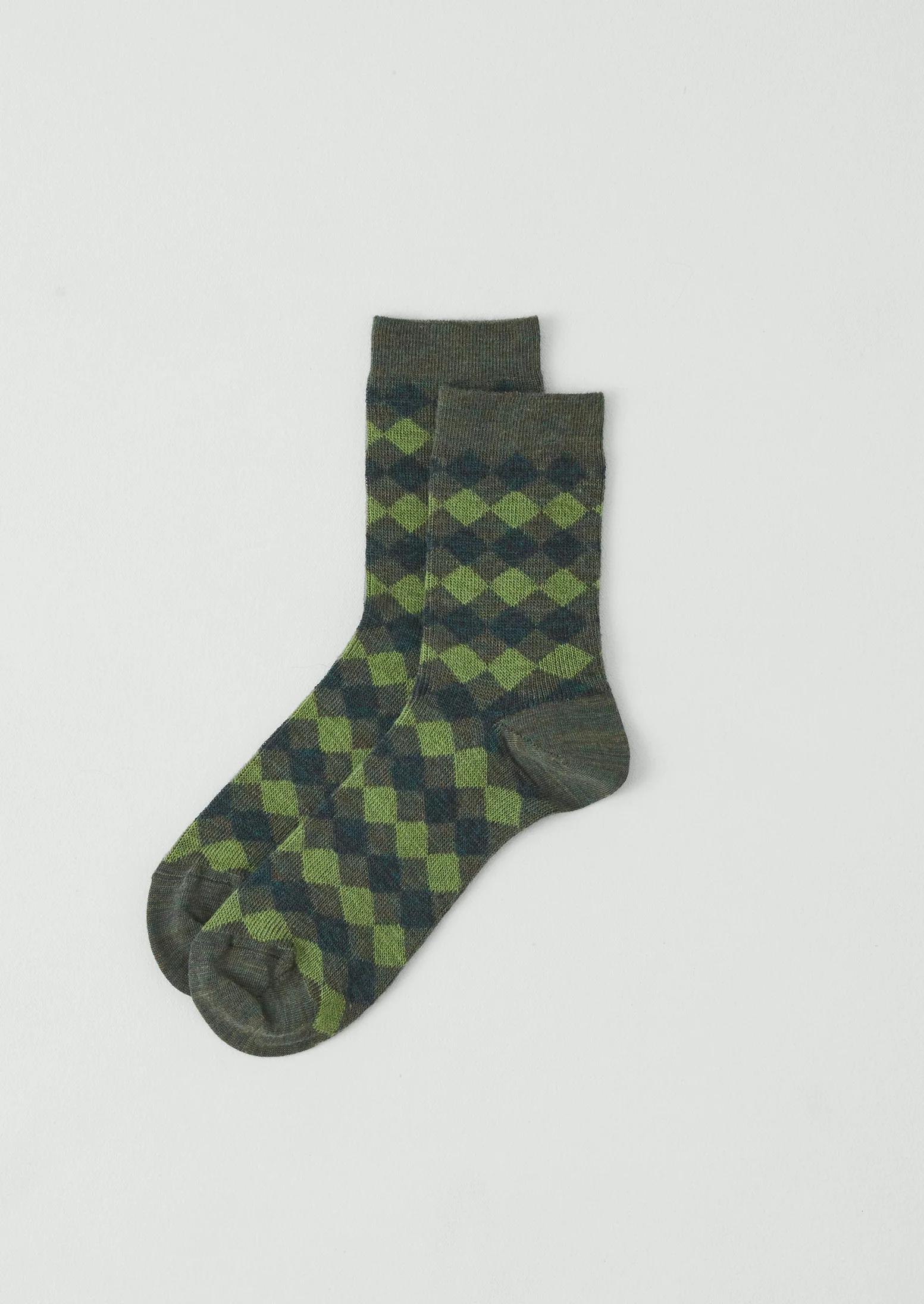 Diamond Wool Socks | Green Multi