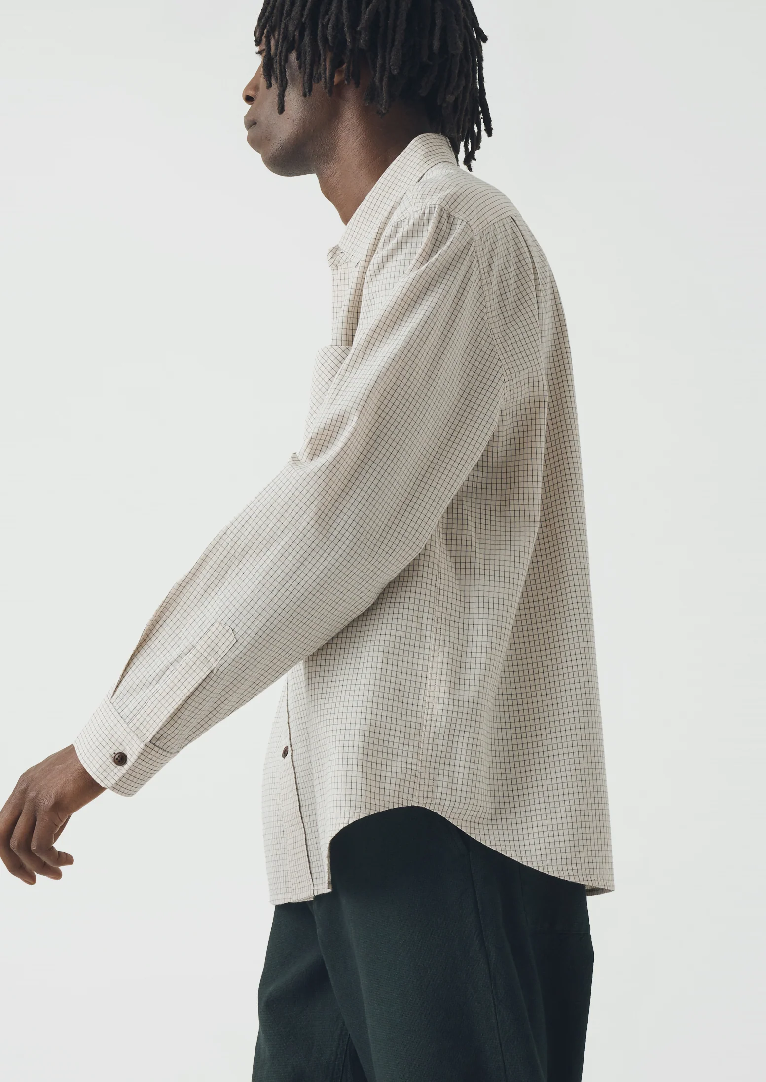 Counter Check Cotton Shirt | Ecru/Provence Blue - Image 2