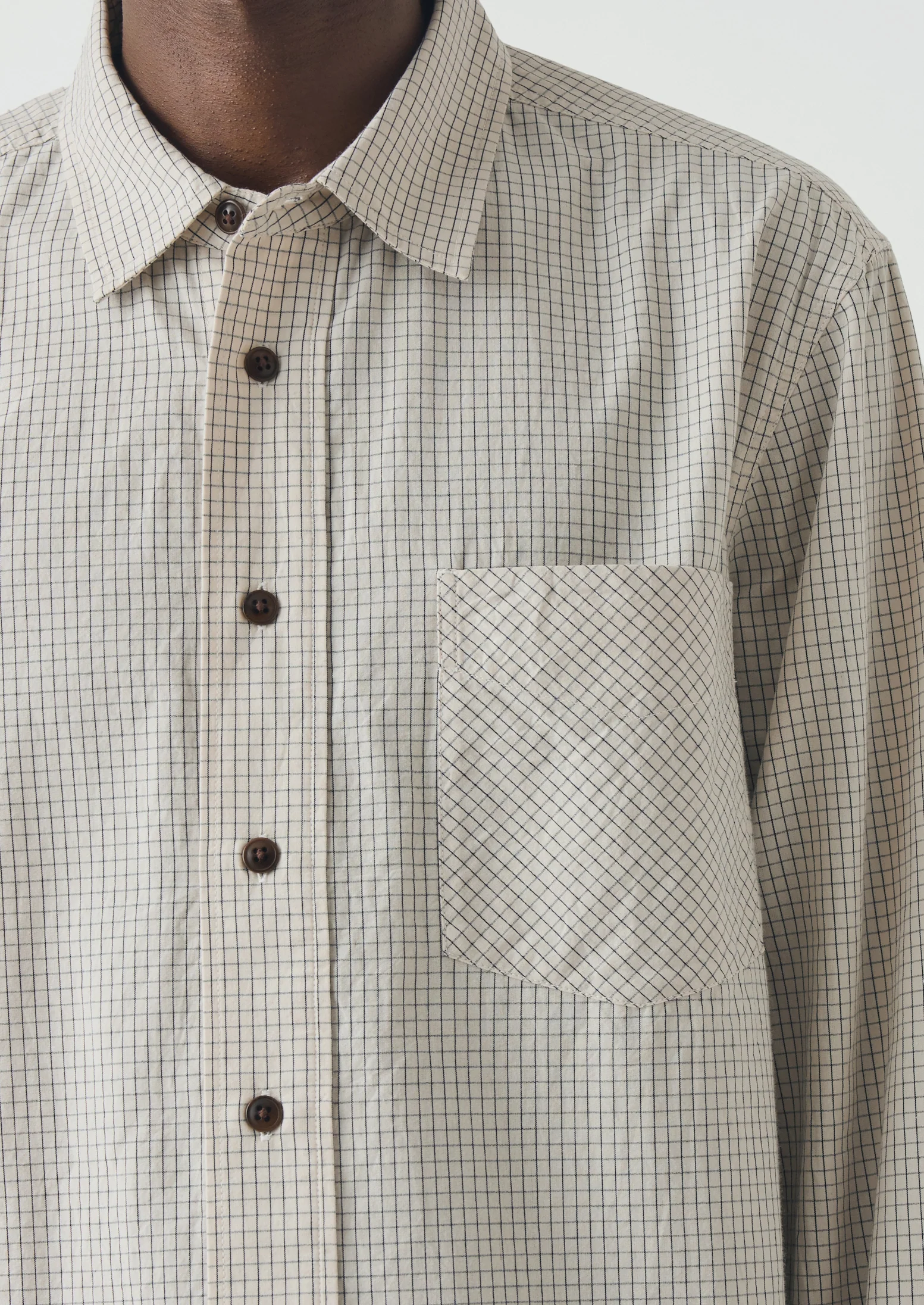 Counter Check Cotton Shirt | Ecru/Provence Blue - Image 3