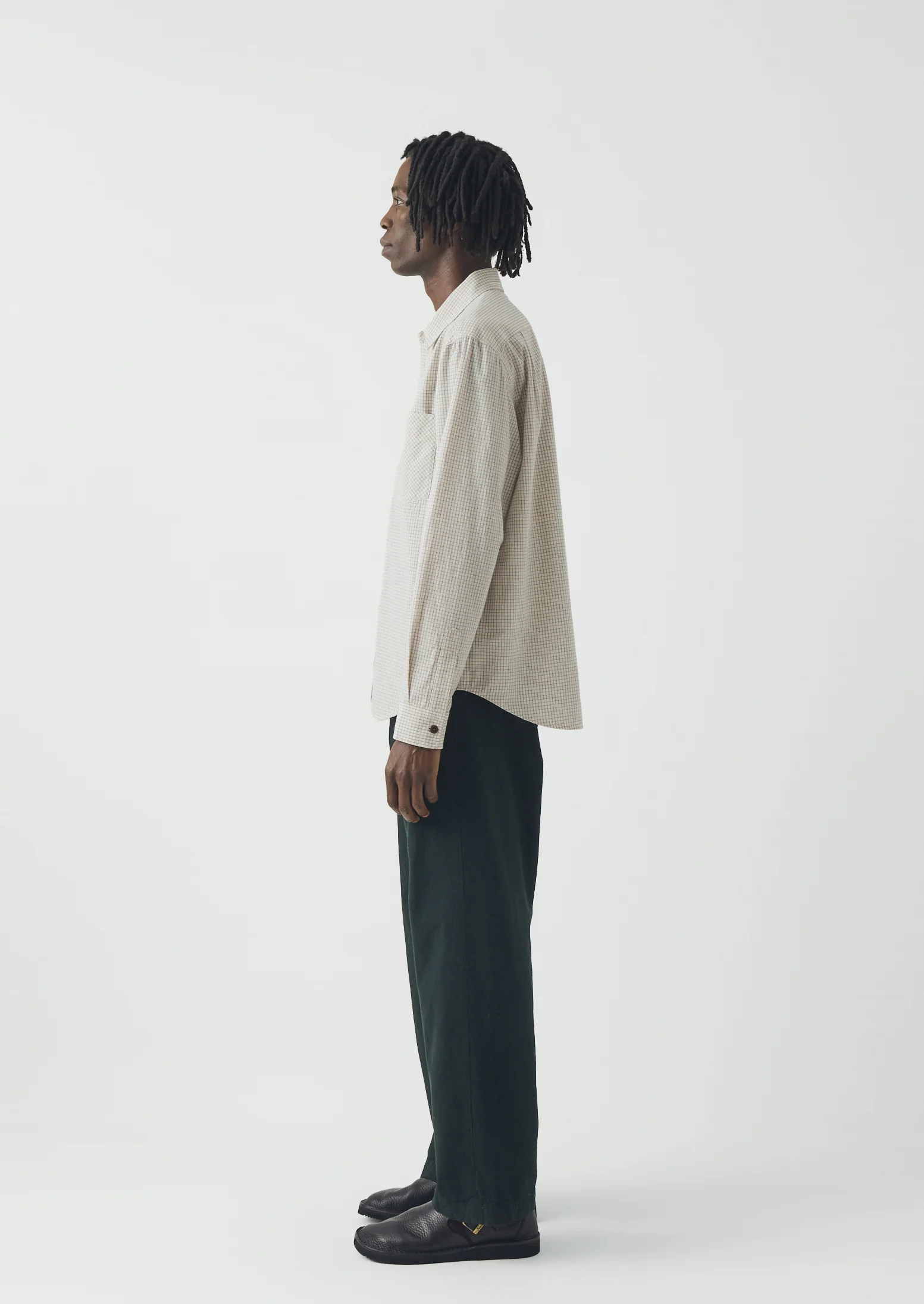 Counter Check Cotton Shirt | Ecru/Provence Blue - Image 5