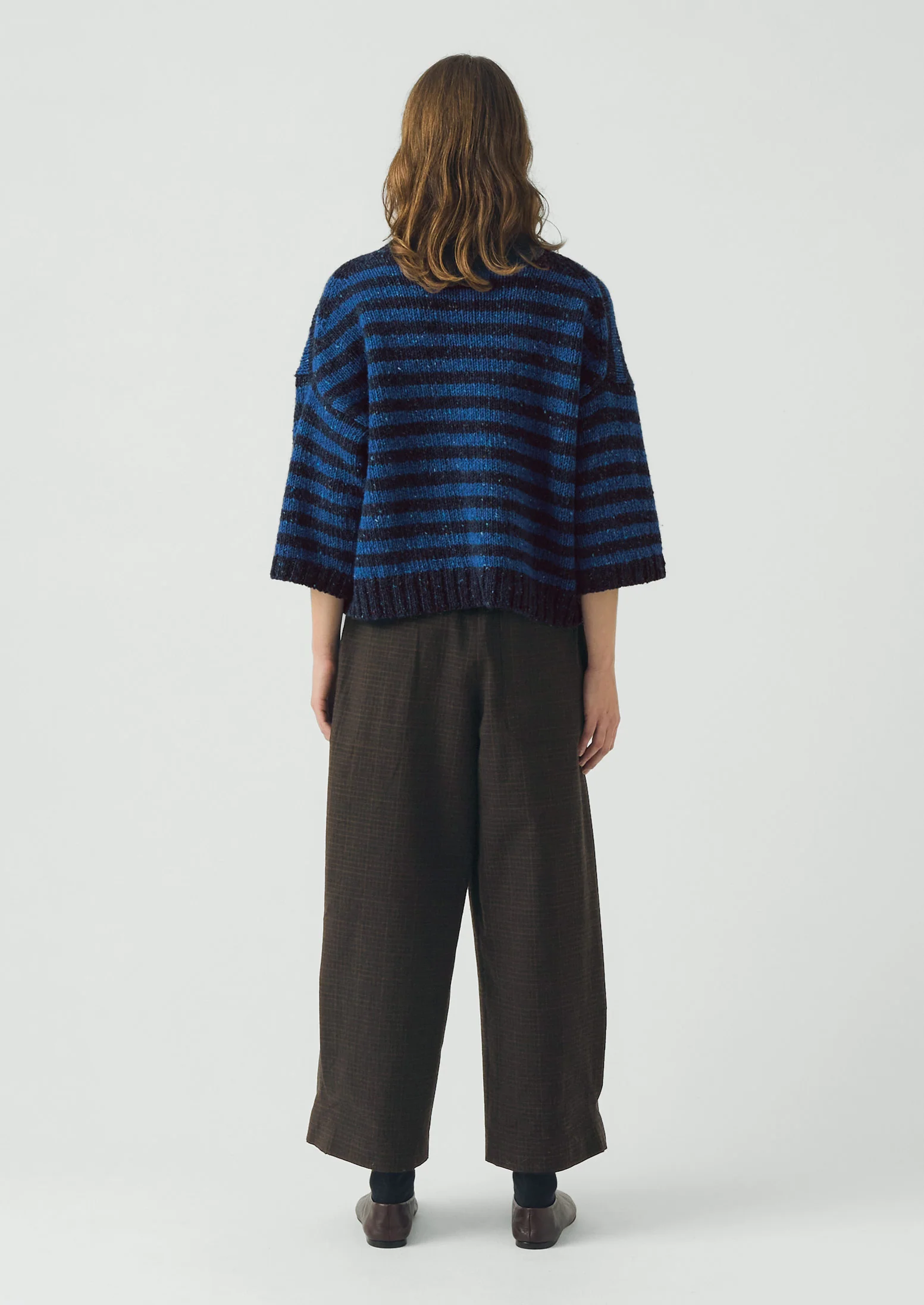 Stripe Donegal Short Sleeve Sweater | Midnight/Neptune Blue - Image 3