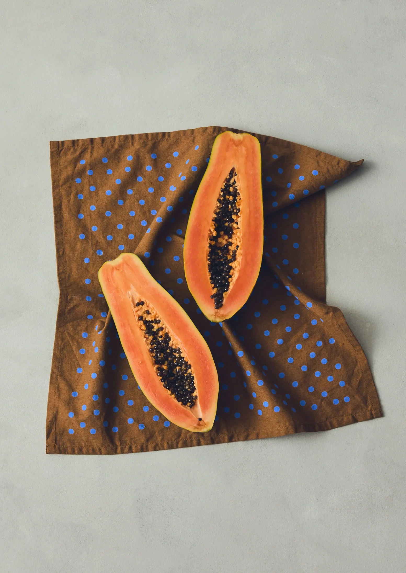 Dotty Print Cotton Linen Napkin | Ochre/Sea Blue - Image 2