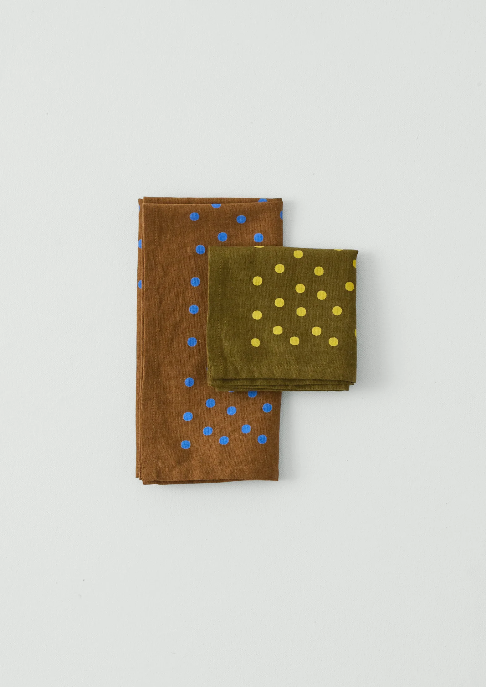 Dotty Print Cotton Linen Napkin | Ochre/Sea Blue - Image 4
