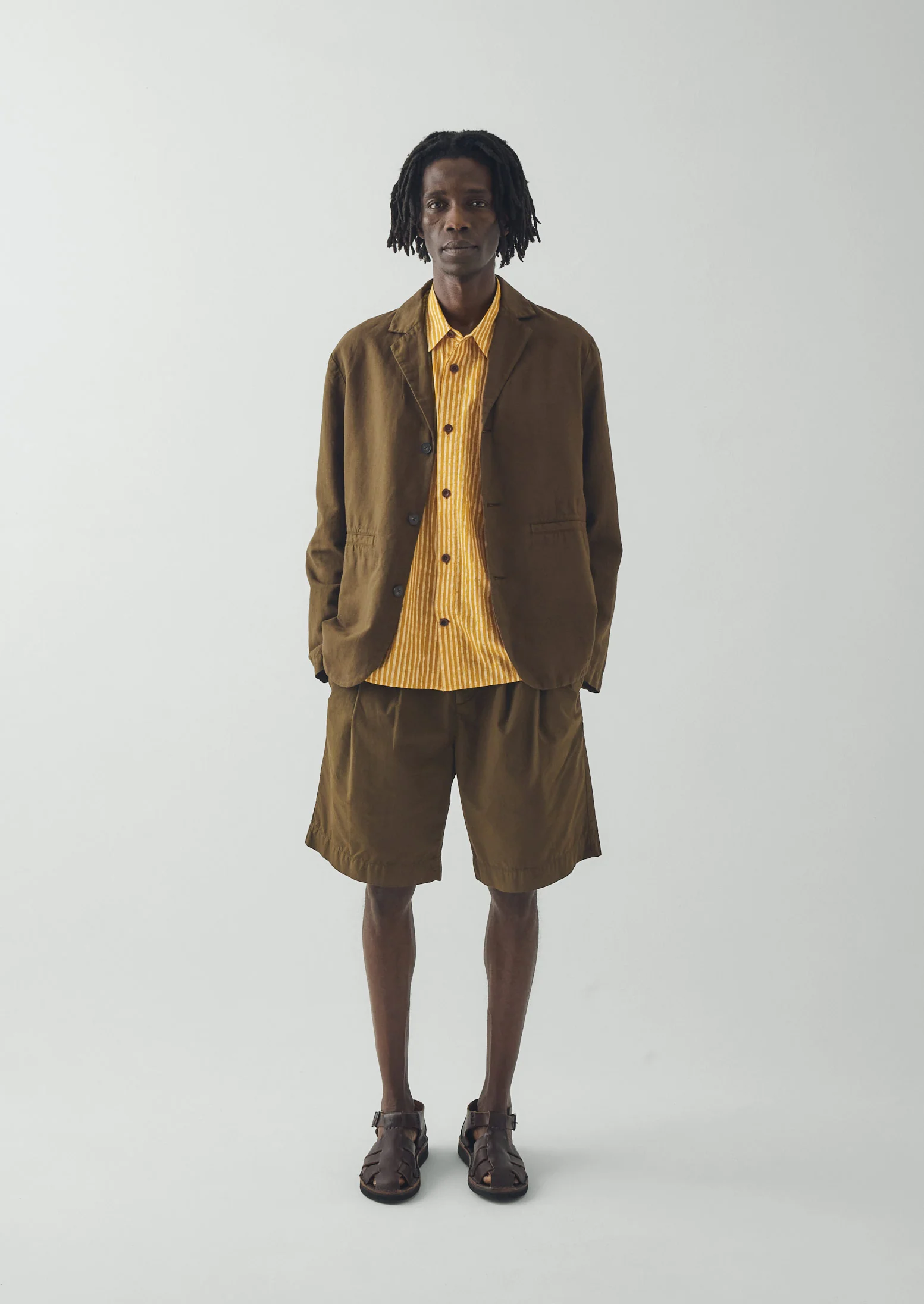 Double Pleat Cotton Poplin Shorts | Bronze Green - Image 4