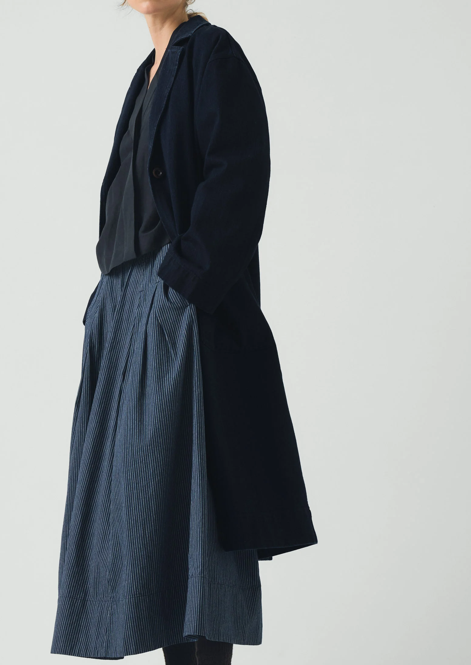 Dropped Shoulder Japanese Denim Coat | Indigo - Image 6