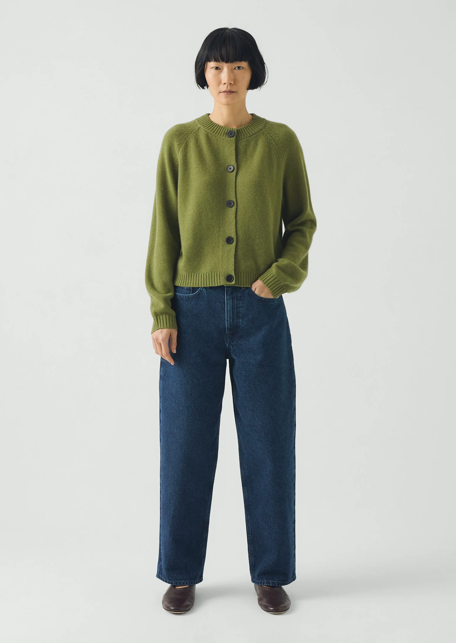 Eden Wool Cashmere Raglan Cardigan | Soft Green - Image 3