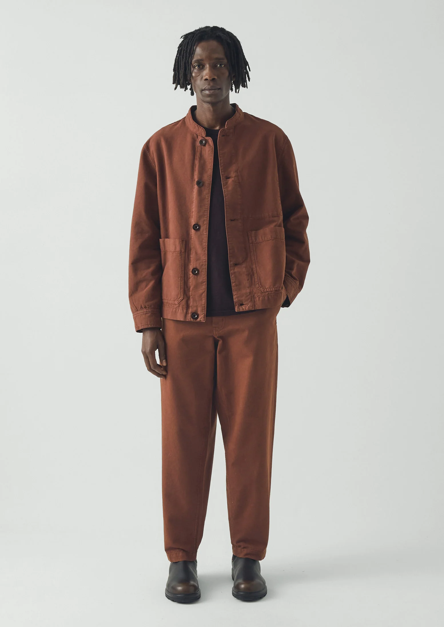 Elliot Garment Dyed Cotton Canvas Trousers | Cinnamon - Image 3