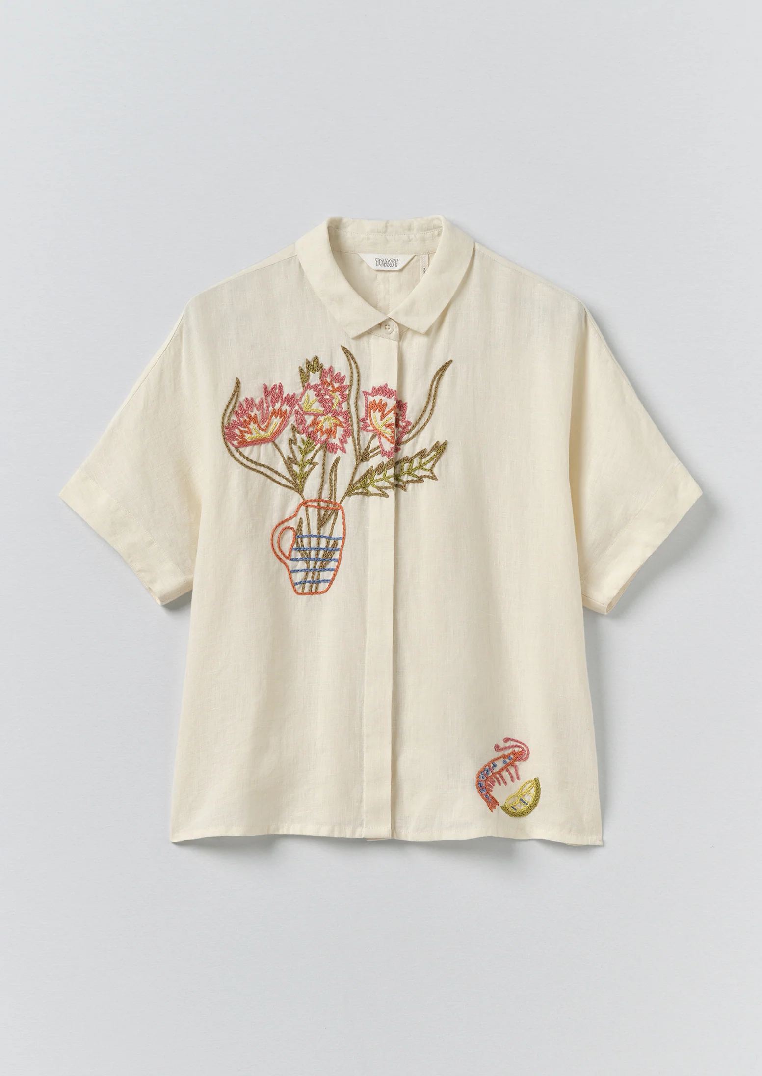 Embroidered Al Fresco Linen Shirt | Lemon Posset