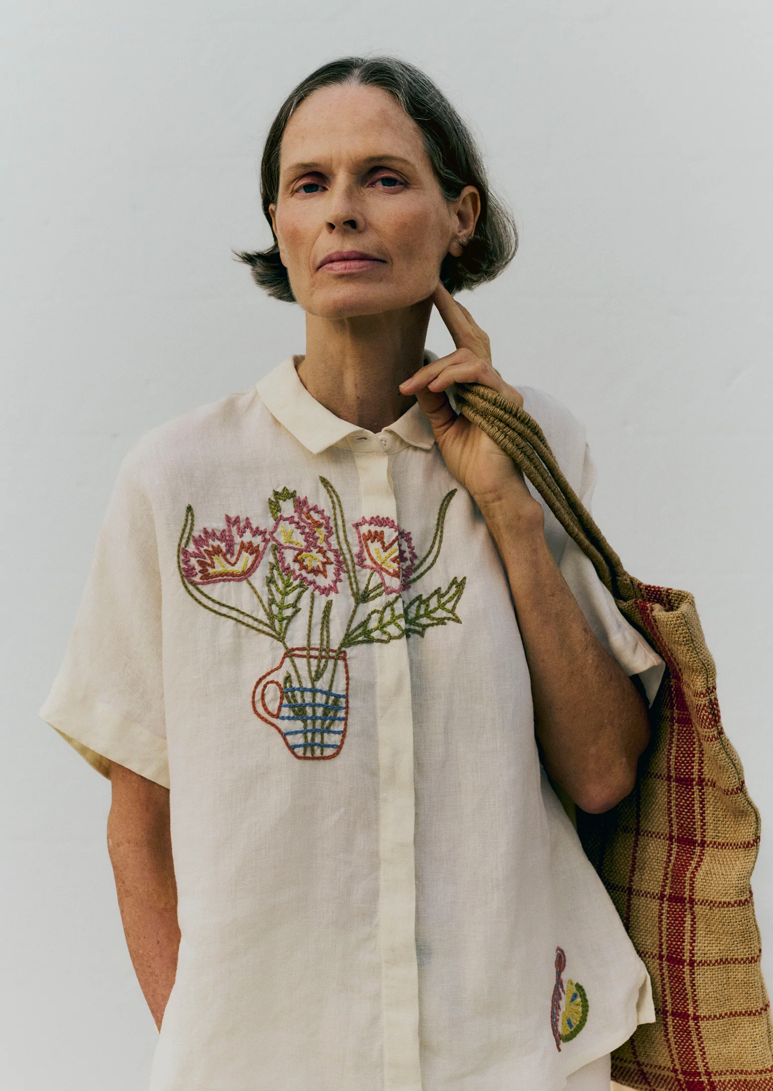 Embroidered Al Fresco Linen Shirt | Lemon Posset - Image 2