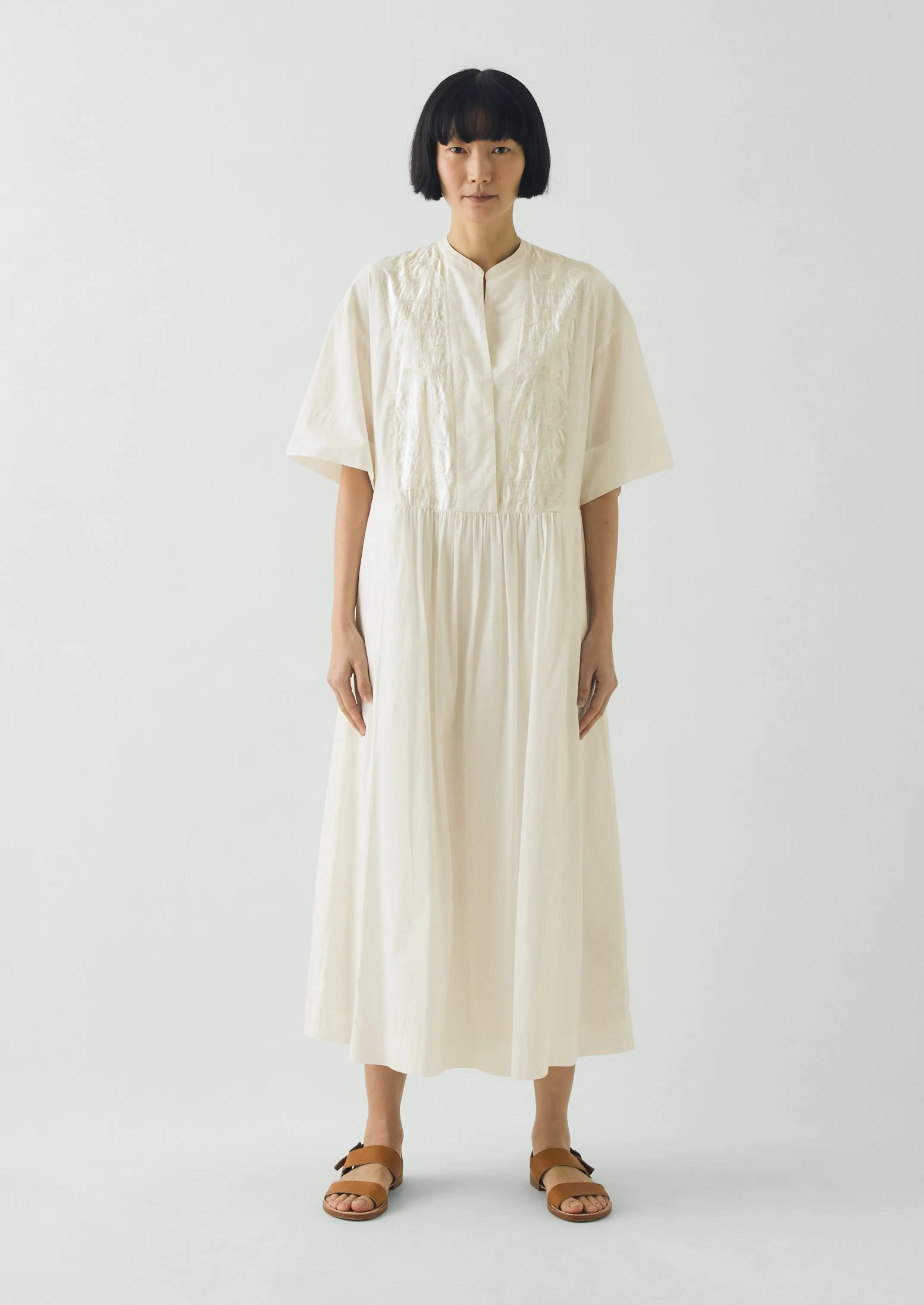 Embroidered Cotton Voile Dress | Chalk White - Image 5