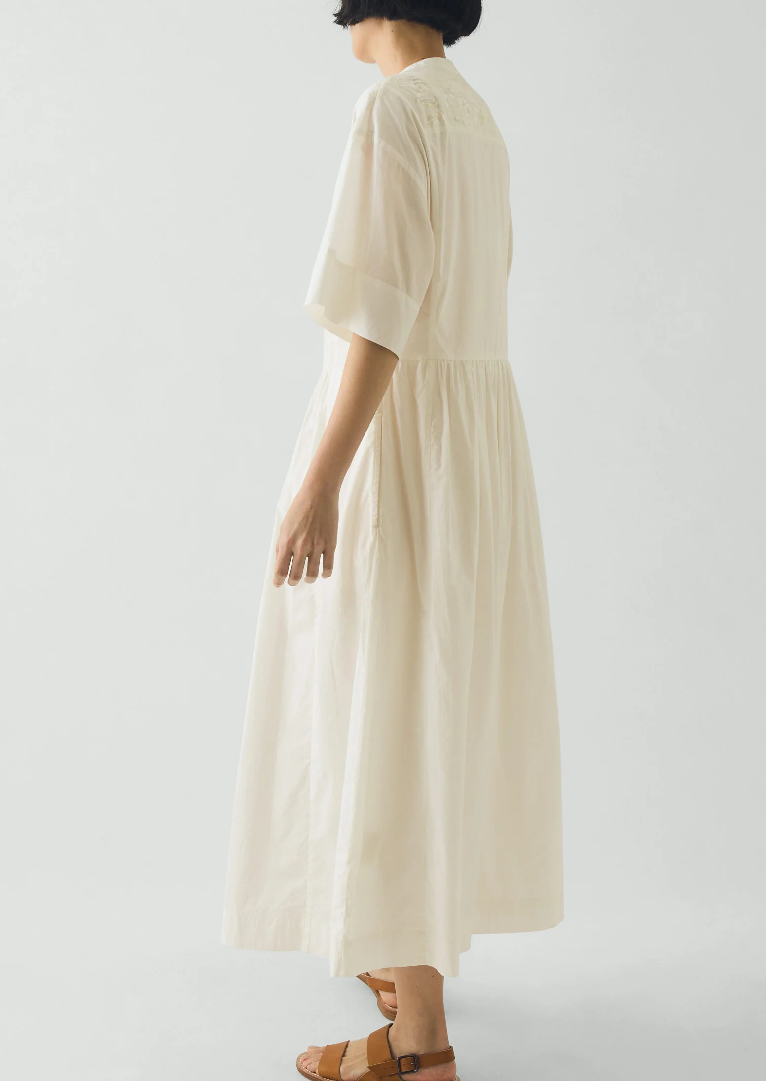 Embroidered Cotton Voile Dress | Chalk White - Image 6