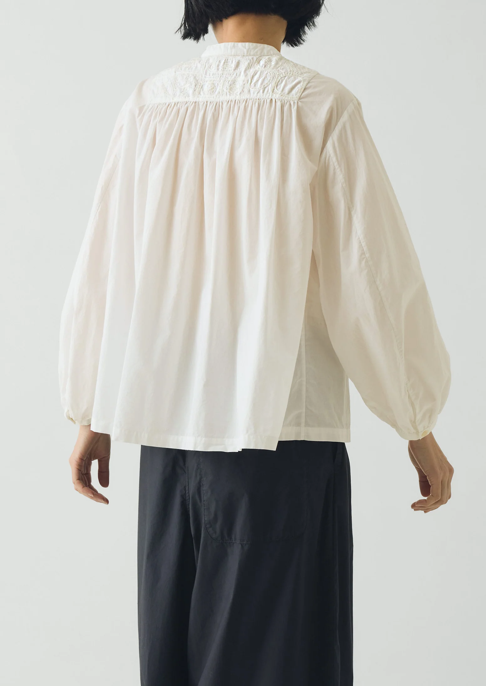 Embroidered Cotton Voile Shirt | Chalk White - Image 4
