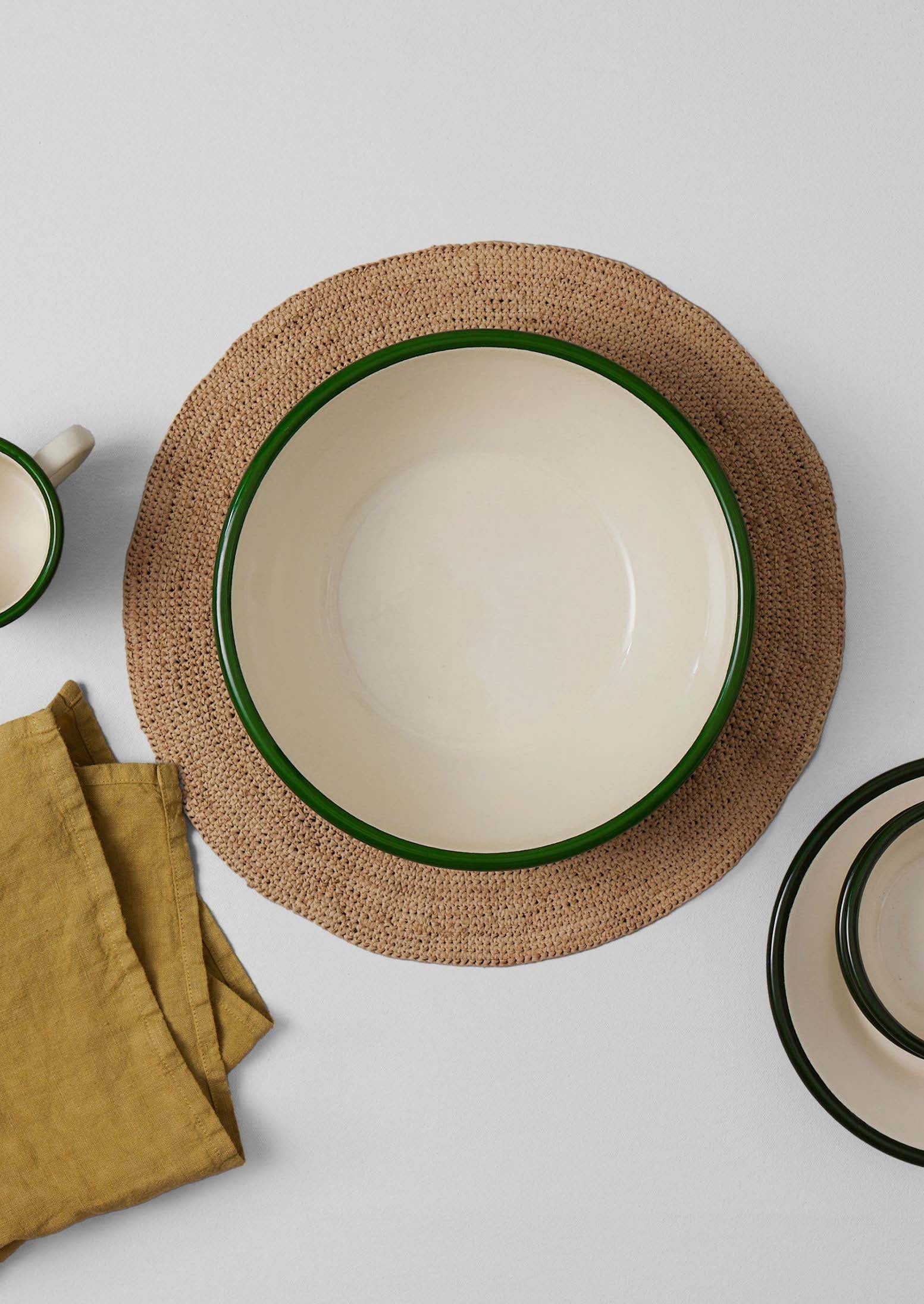Enamel Salad Bowl | Cream/Leaf - Image 4