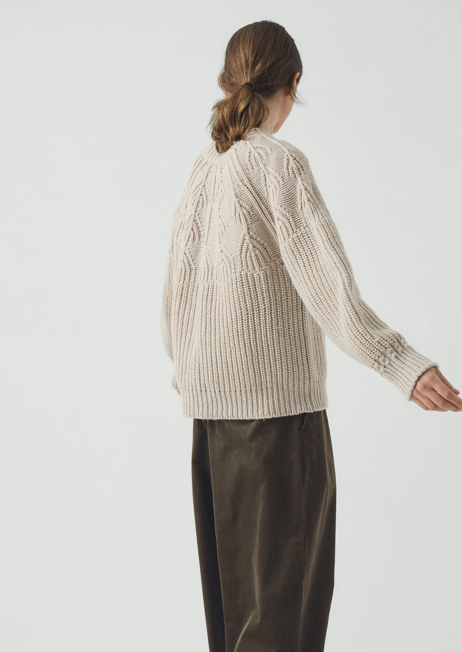 Fan Stitch Wool Cotton Sweater | Ivory - Image 5