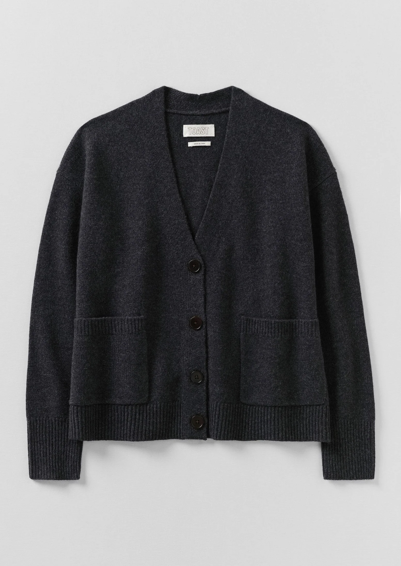 Ffion Wool Cashmere Boxy Cardigan | Charcoal - Image 6