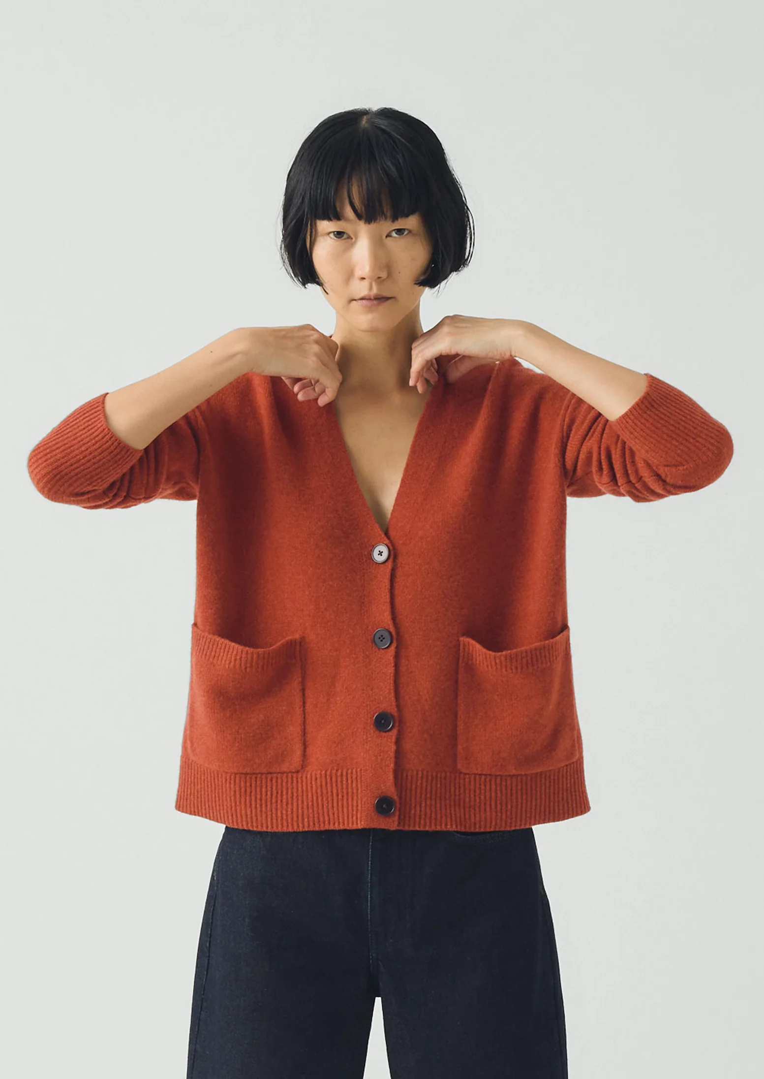 Ffion Wool Cashmere Boxy Cardigan | Terracotta - Image 2