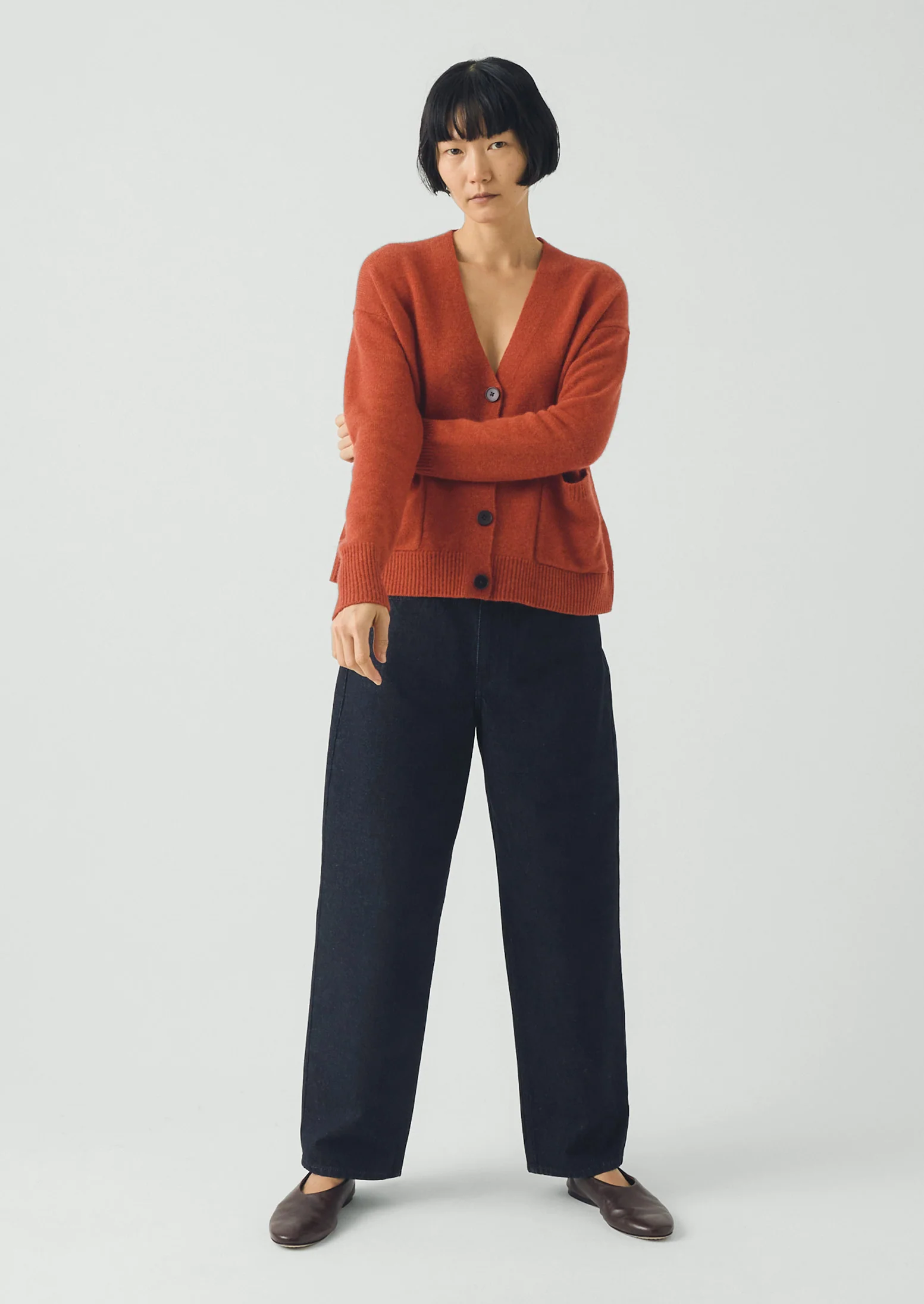 Ffion Wool Cashmere Boxy Cardigan | Terracotta - Image 3
