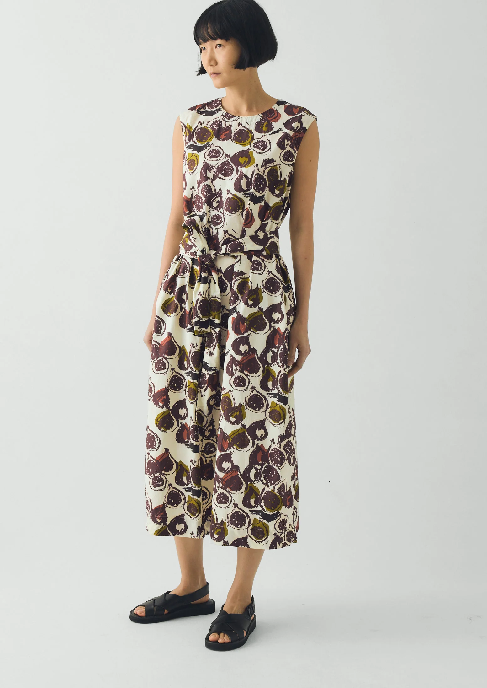 Fig Print Cotton Poplin Dress | Chalk - Image 2
