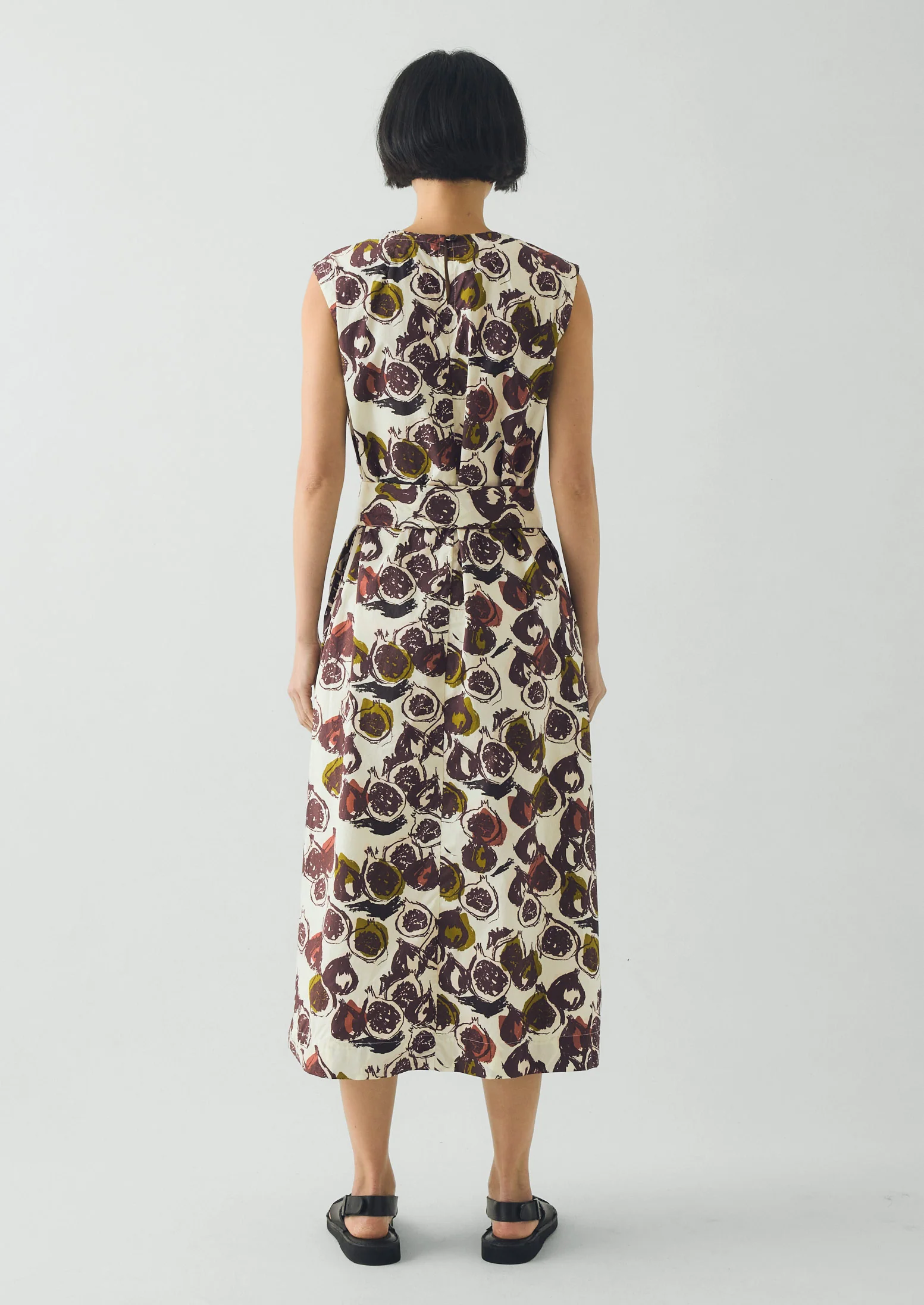 Fig Print Cotton Poplin Dress | Chalk - Image 4