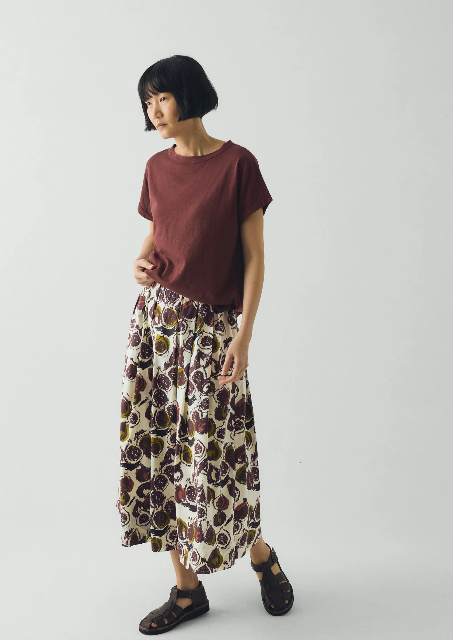 Fig Print Cotton Poplin Skirt | Chalk - Image 2