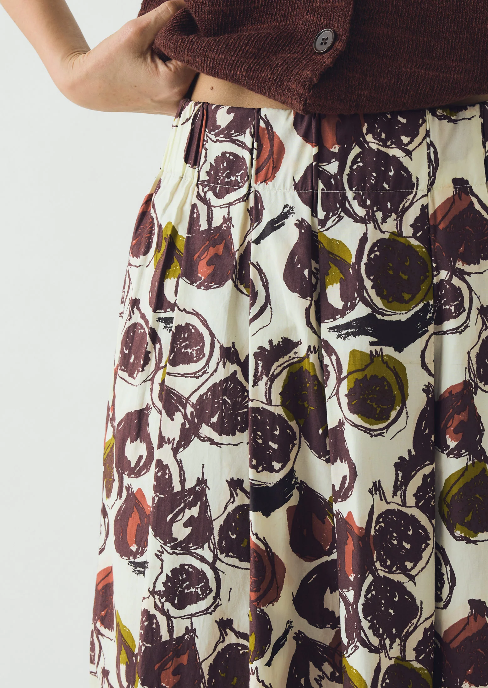 Fig Print Cotton Poplin Skirt | Chalk - Image 3
