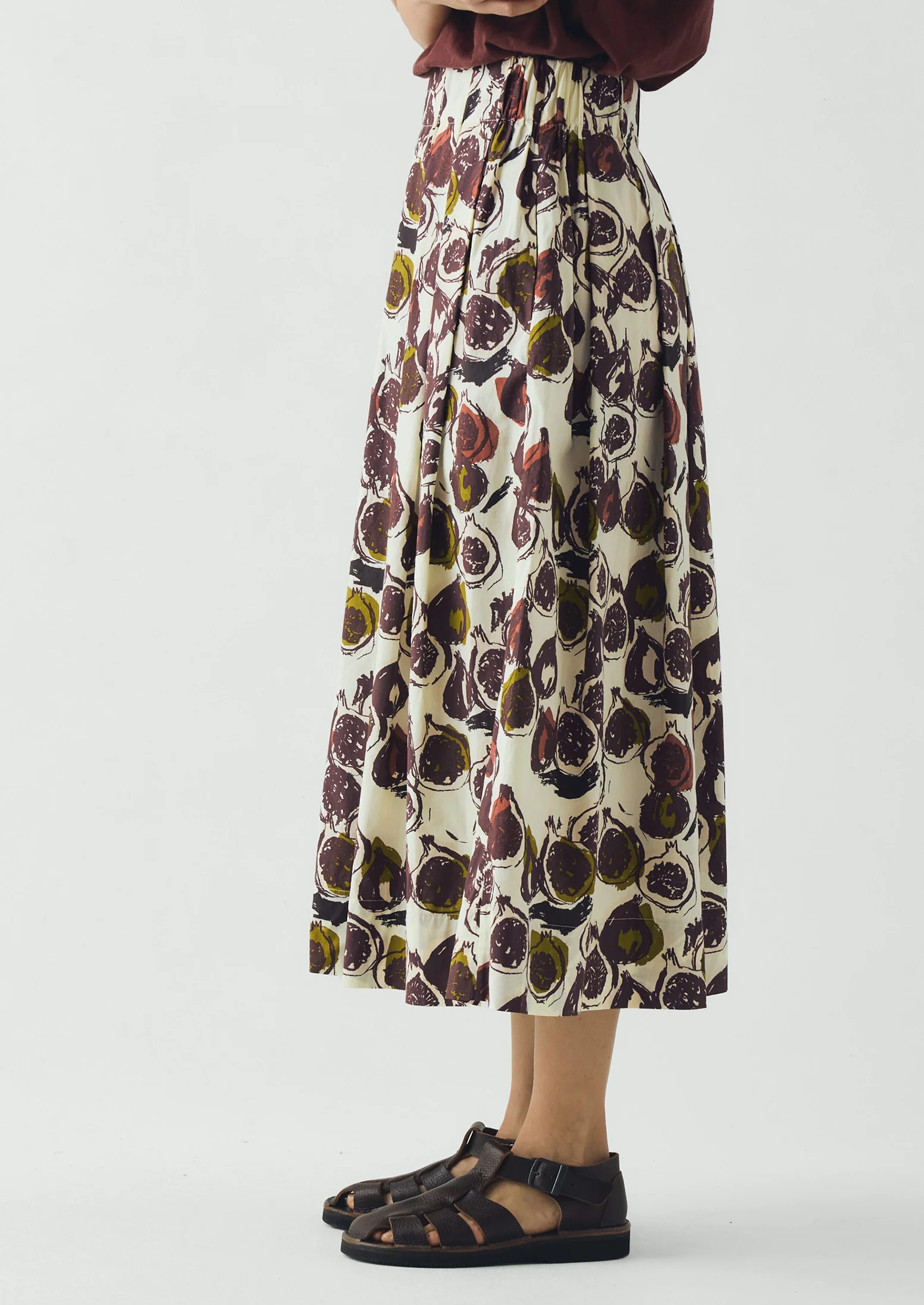 Fig Print Cotton Poplin Skirt | Chalk - Image 4