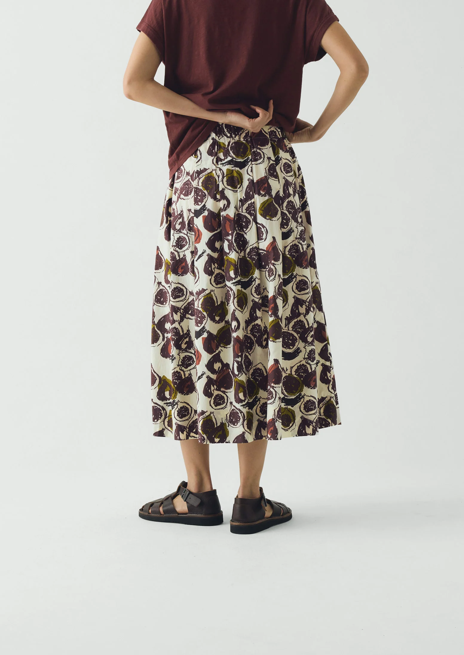 Fig Print Cotton Poplin Skirt | Chalk - Image 5