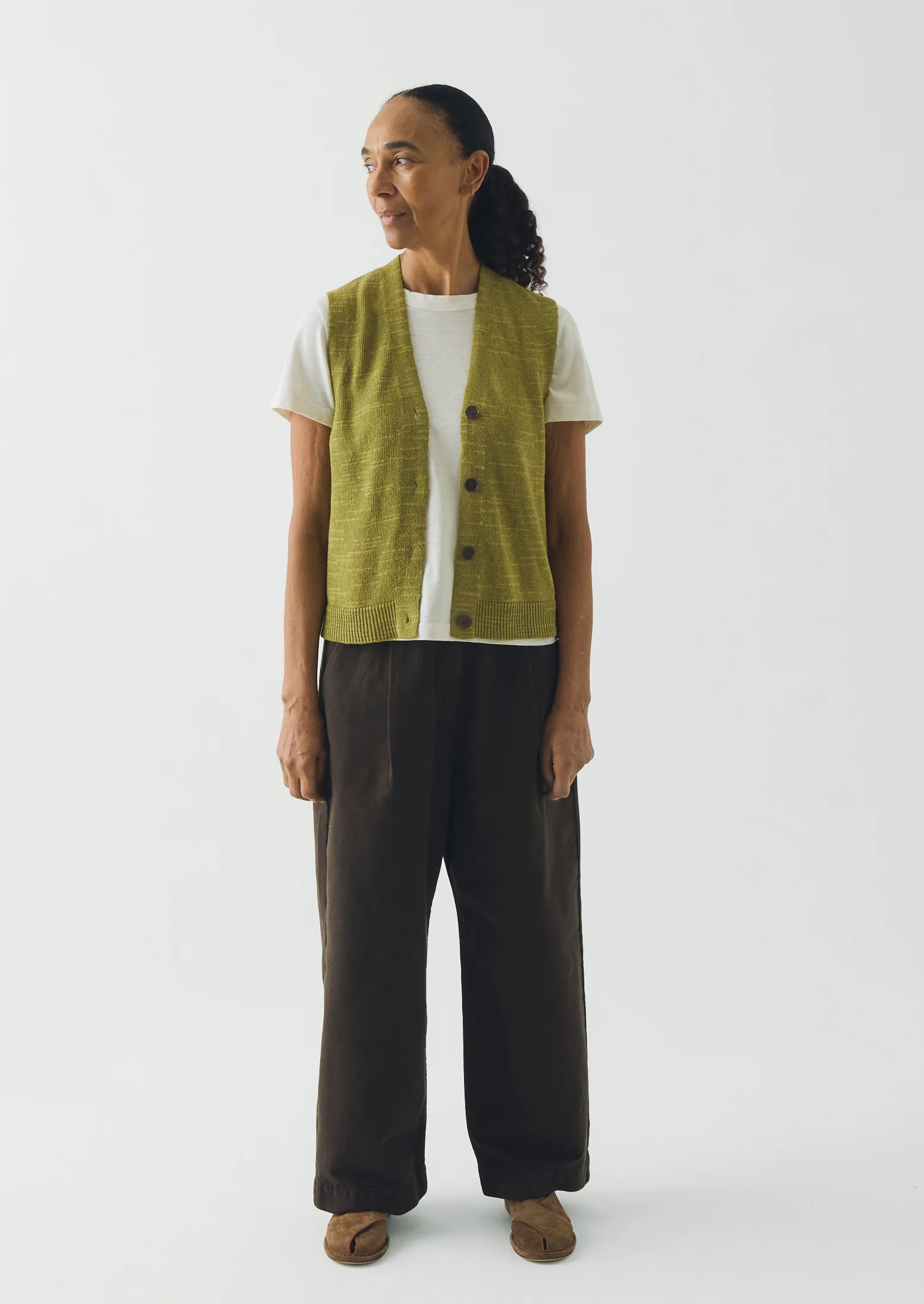 Fine Knitted Linen Cotton Tank | Lime - Image 2