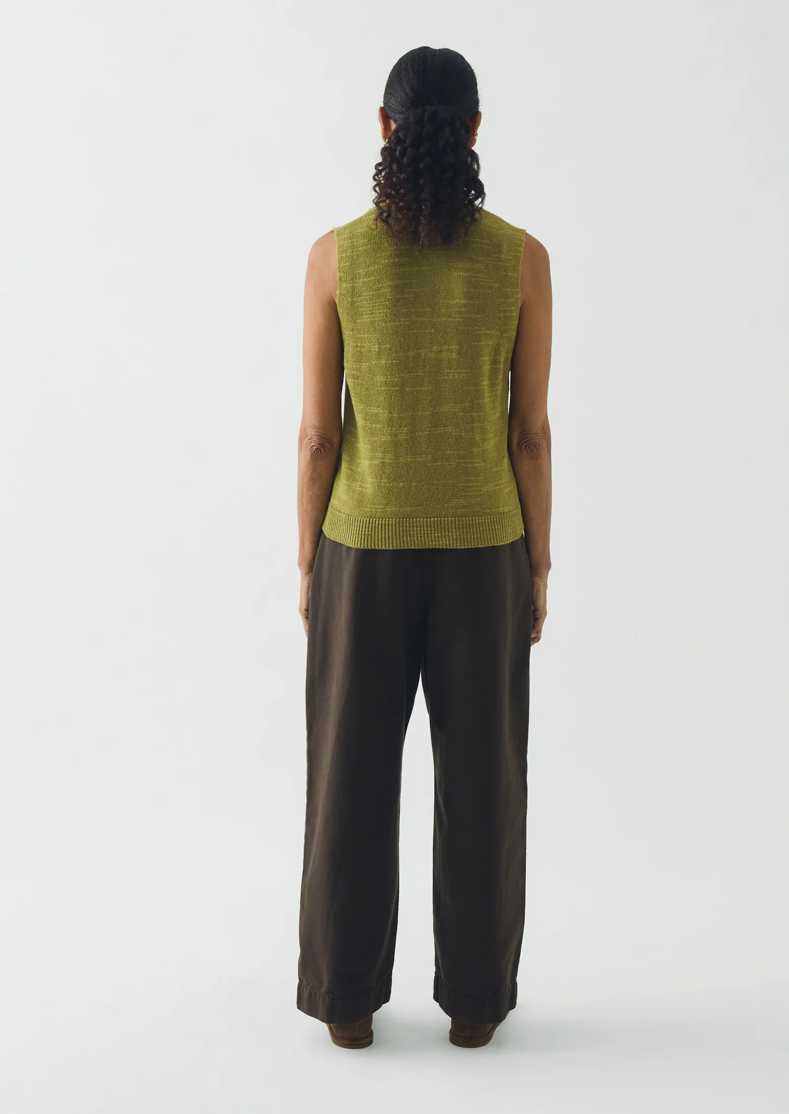Fine Knitted Linen Cotton Tank | Lime - Image 6