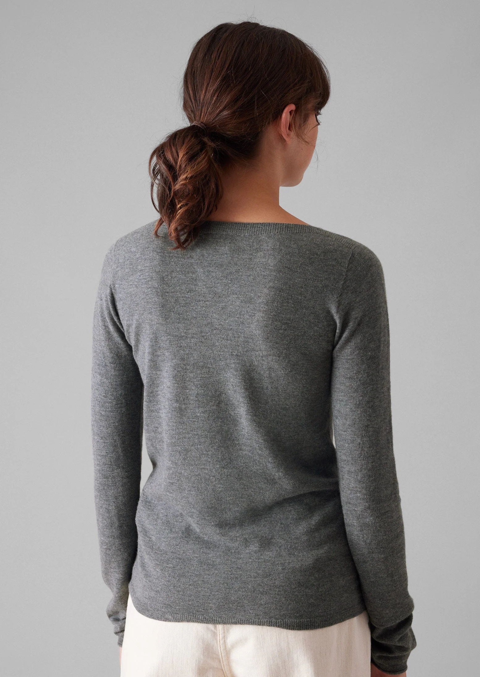 Fine Wool Cashmere Sweater | Grey Melange - Image 4