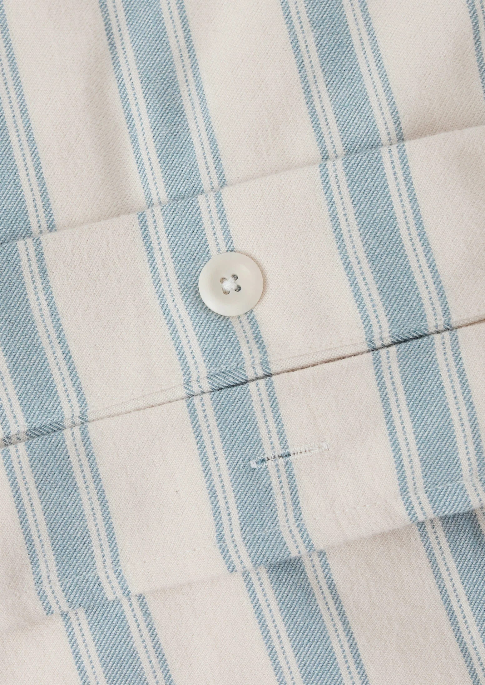 Fjord Stripe Cotton Flannel Duvet Cover | Washed Blue/Ecru - Image 7