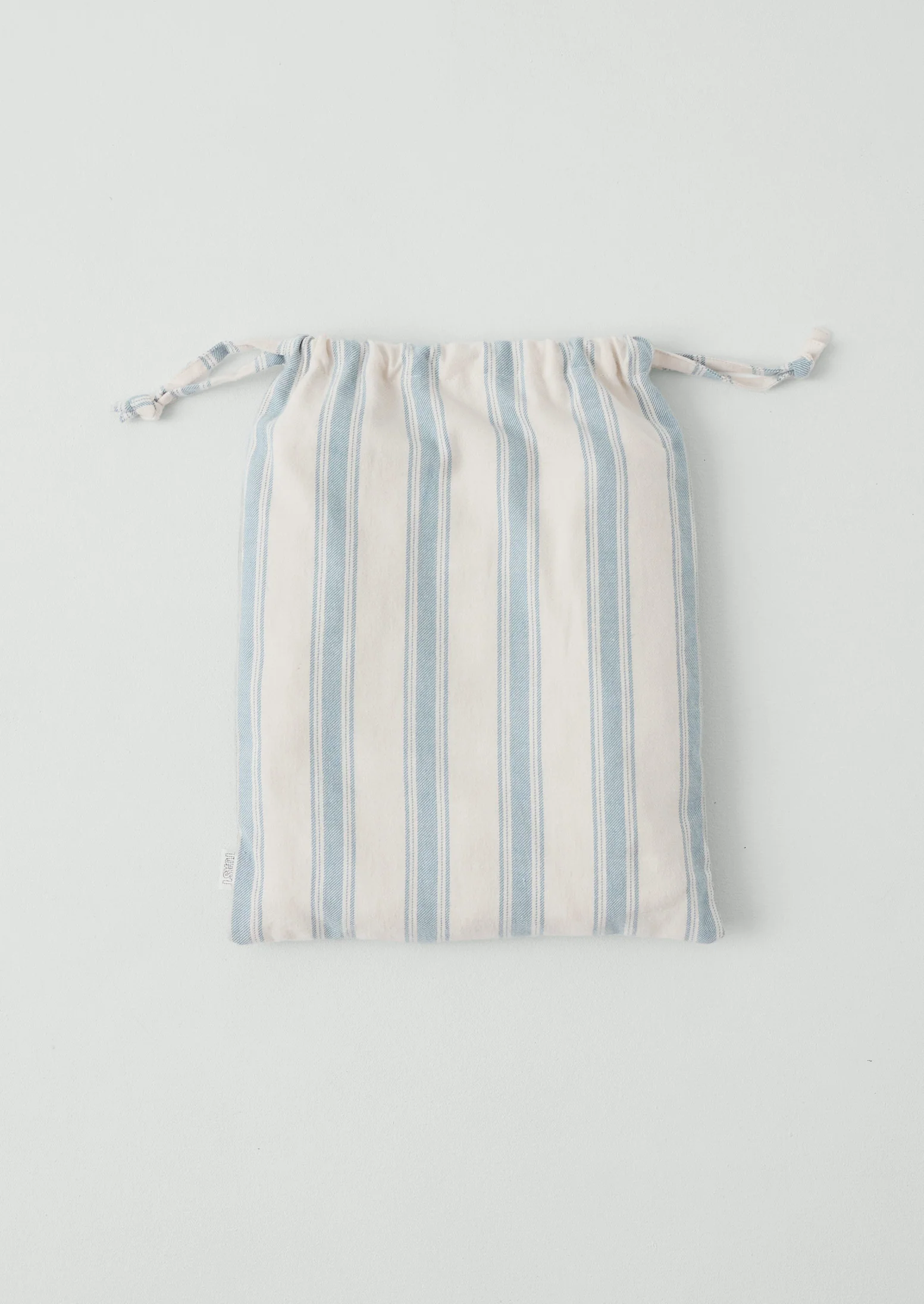 Fjord Stripe Cotton Flannel Fitted Sheet | Washed Blue/Ecru - Image 2