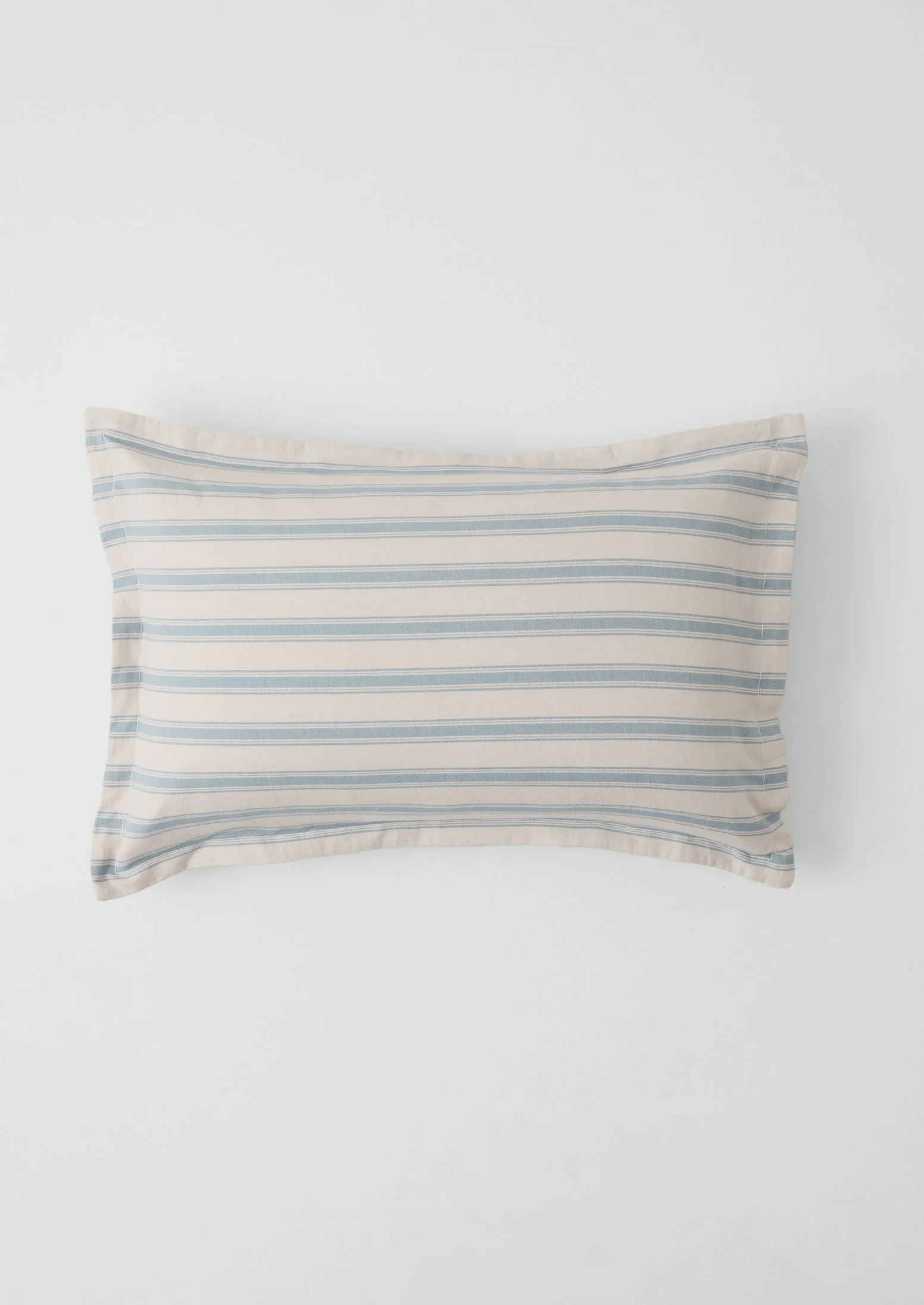 Fjord Stripe Cotton Flannel Oxford Pillowcase Set | Washed Blue/Ecru