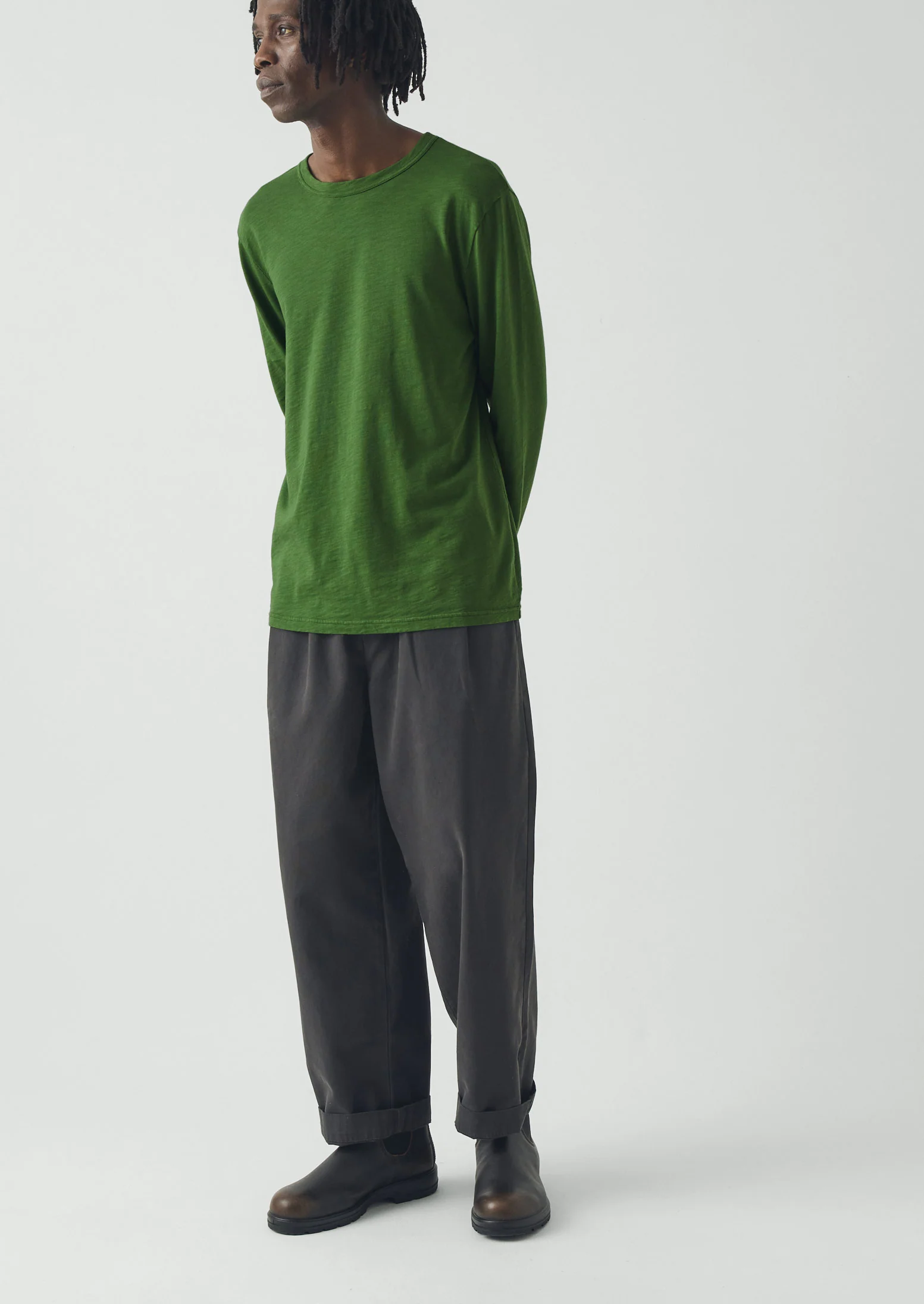 Frank Cotton Long Sleeve Tee | Grass Green - Image 2