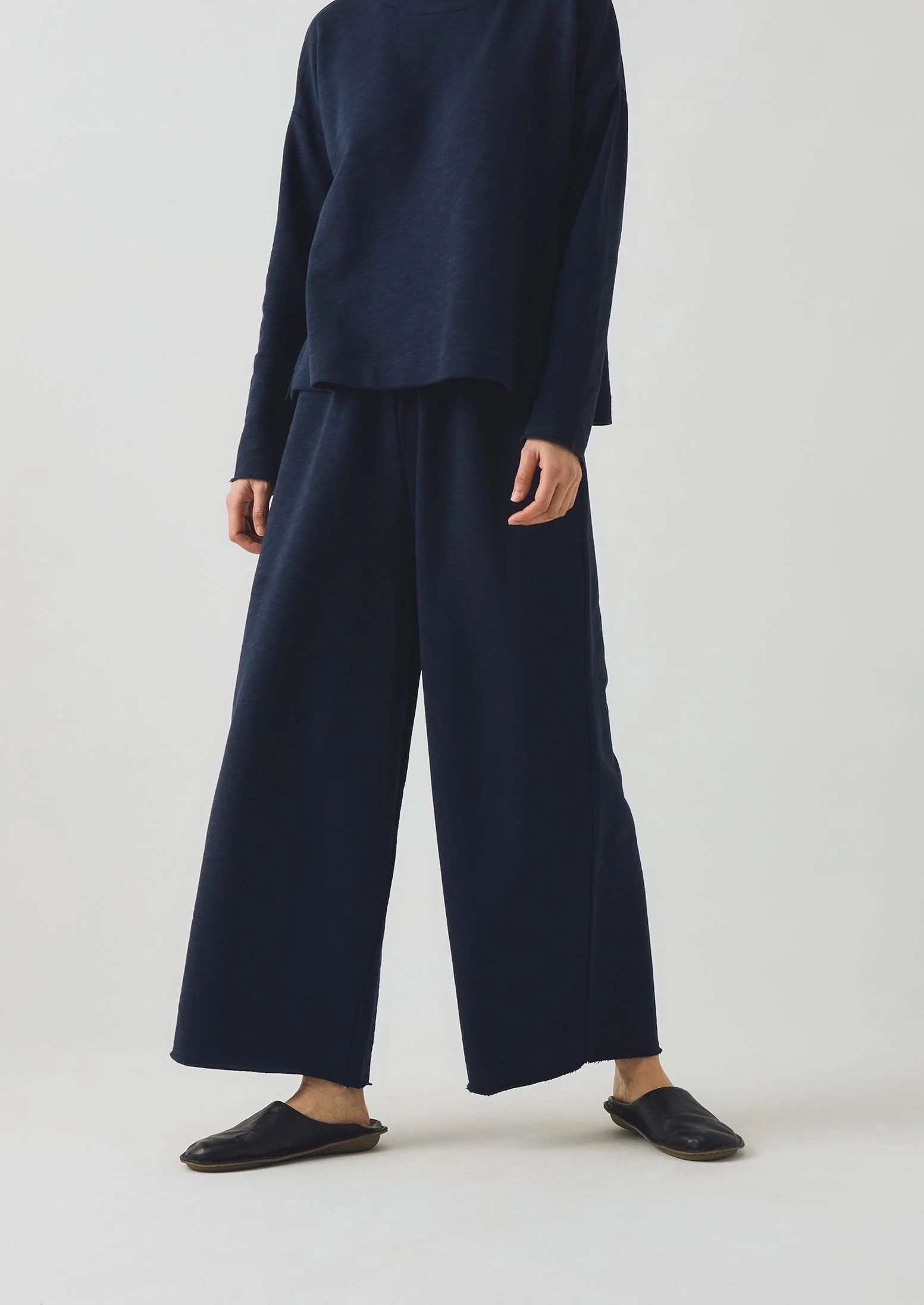 Full Length Loopback Jersey Trousers | Midnight - Image 3