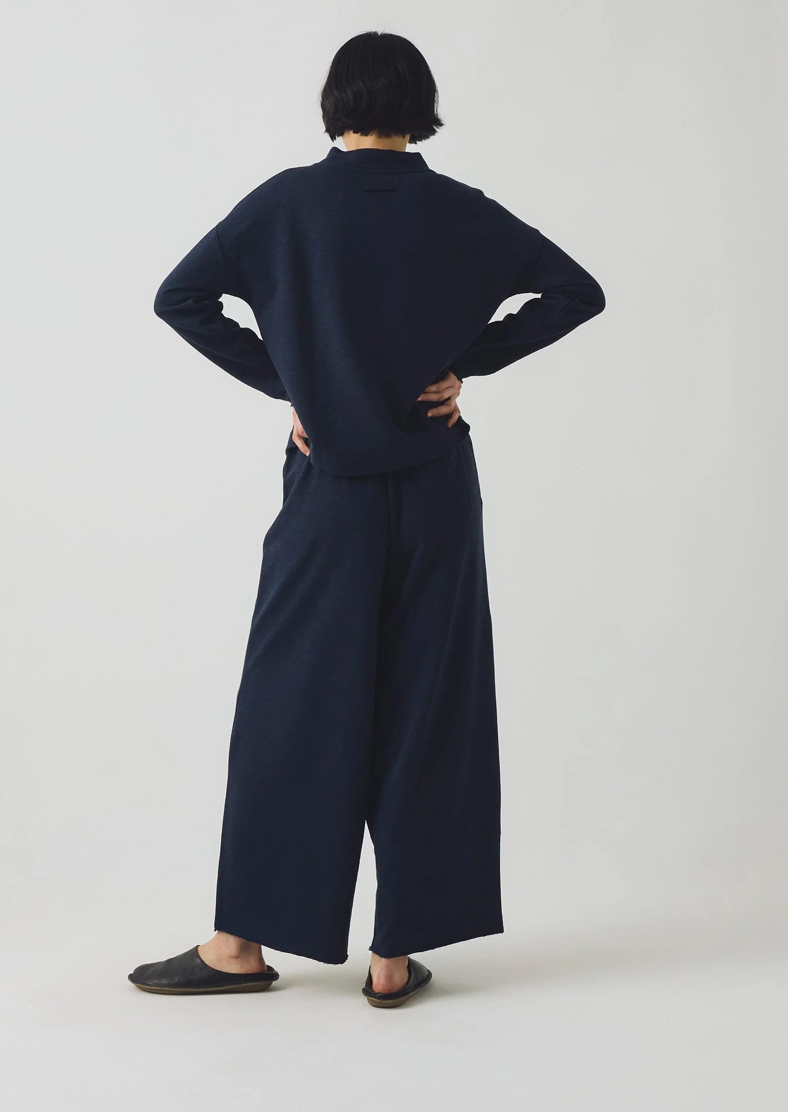 Full Length Loopback Jersey Trousers | Midnight - Image 4