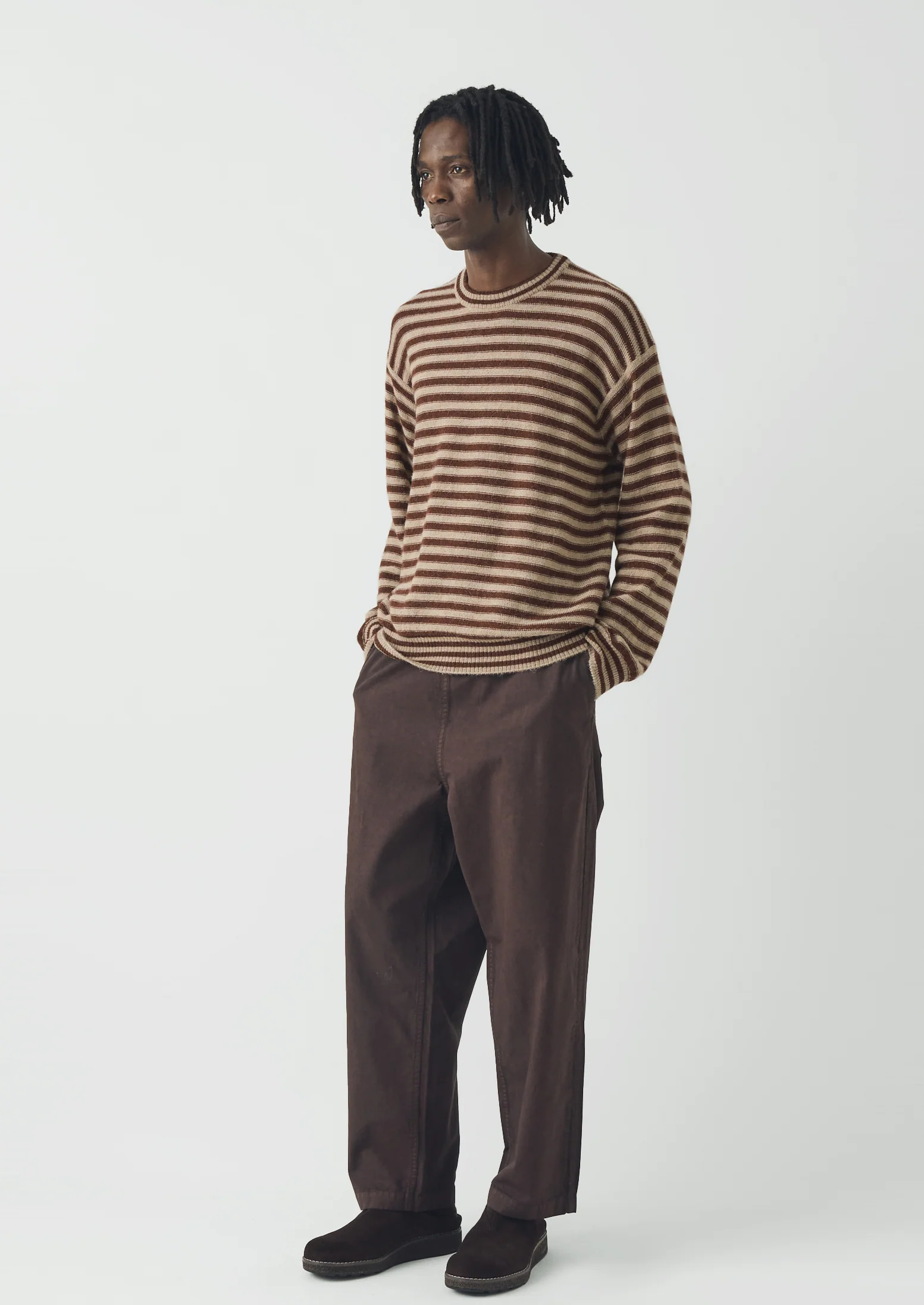 Gabriel Garment Dyed Cotton Twill Trousers | Dark Cocoa - Image 4