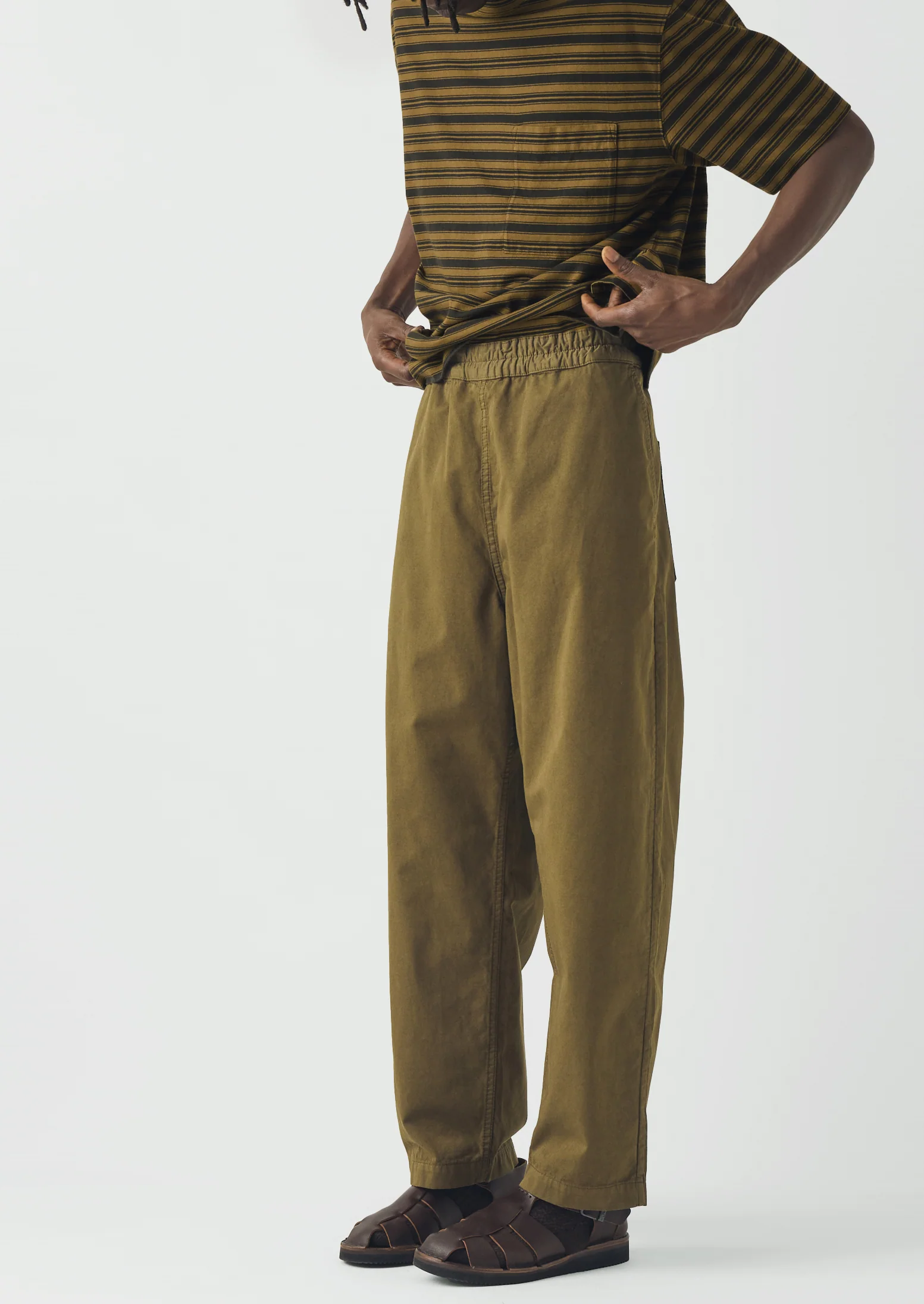 Gabriel Garment Dyed Cotton Twill Trousers | Khaki - Image 2