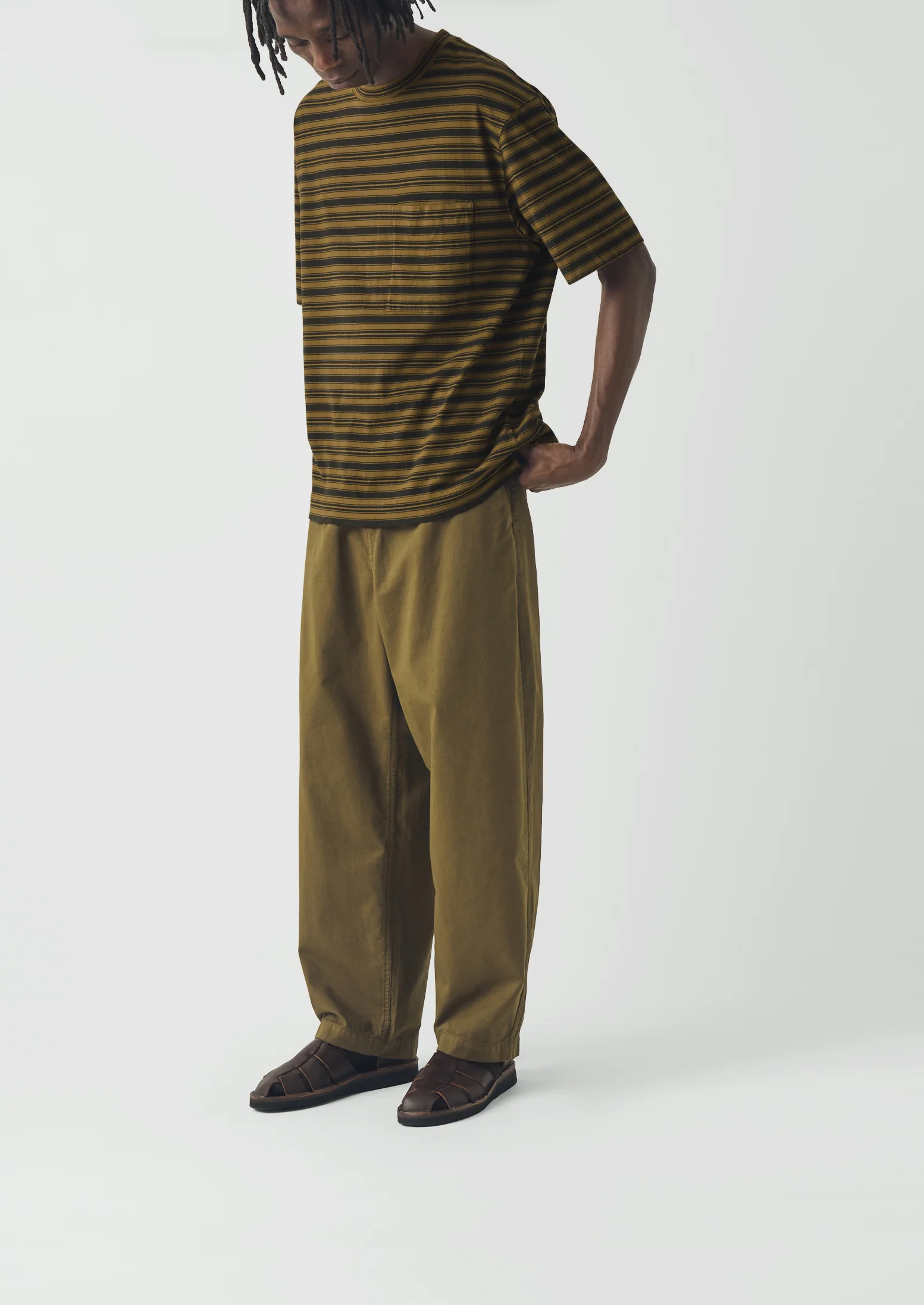 Gabriel Garment Dyed Cotton Twill Trousers | Khaki - Image 3