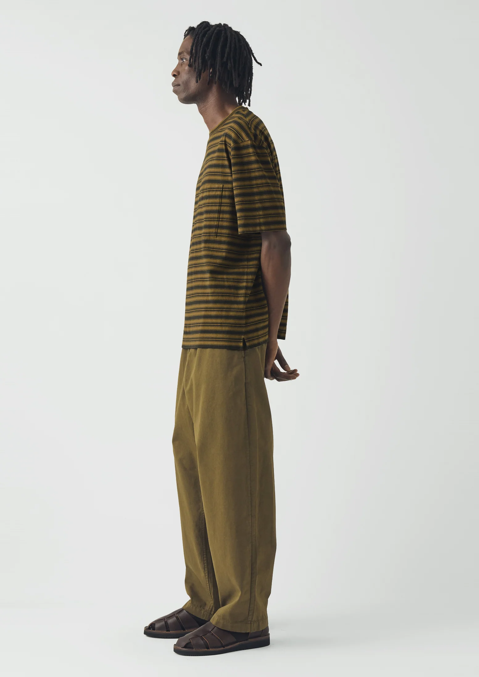 Gabriel Garment Dyed Cotton Twill Trousers | Khaki - Image 4