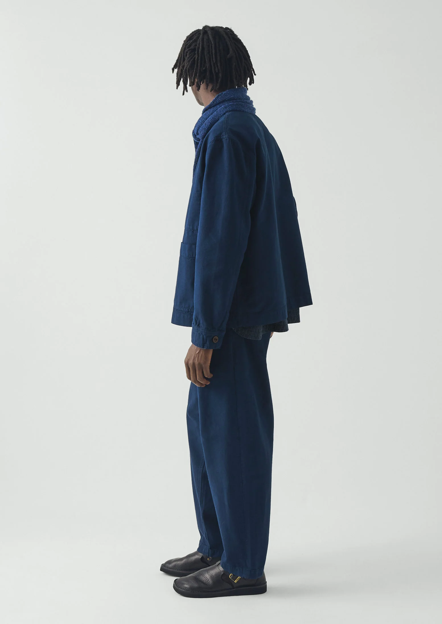 Garment Dyed Cotton Canvas Stand Collar Jacket | Uniform Blue - Image 4
