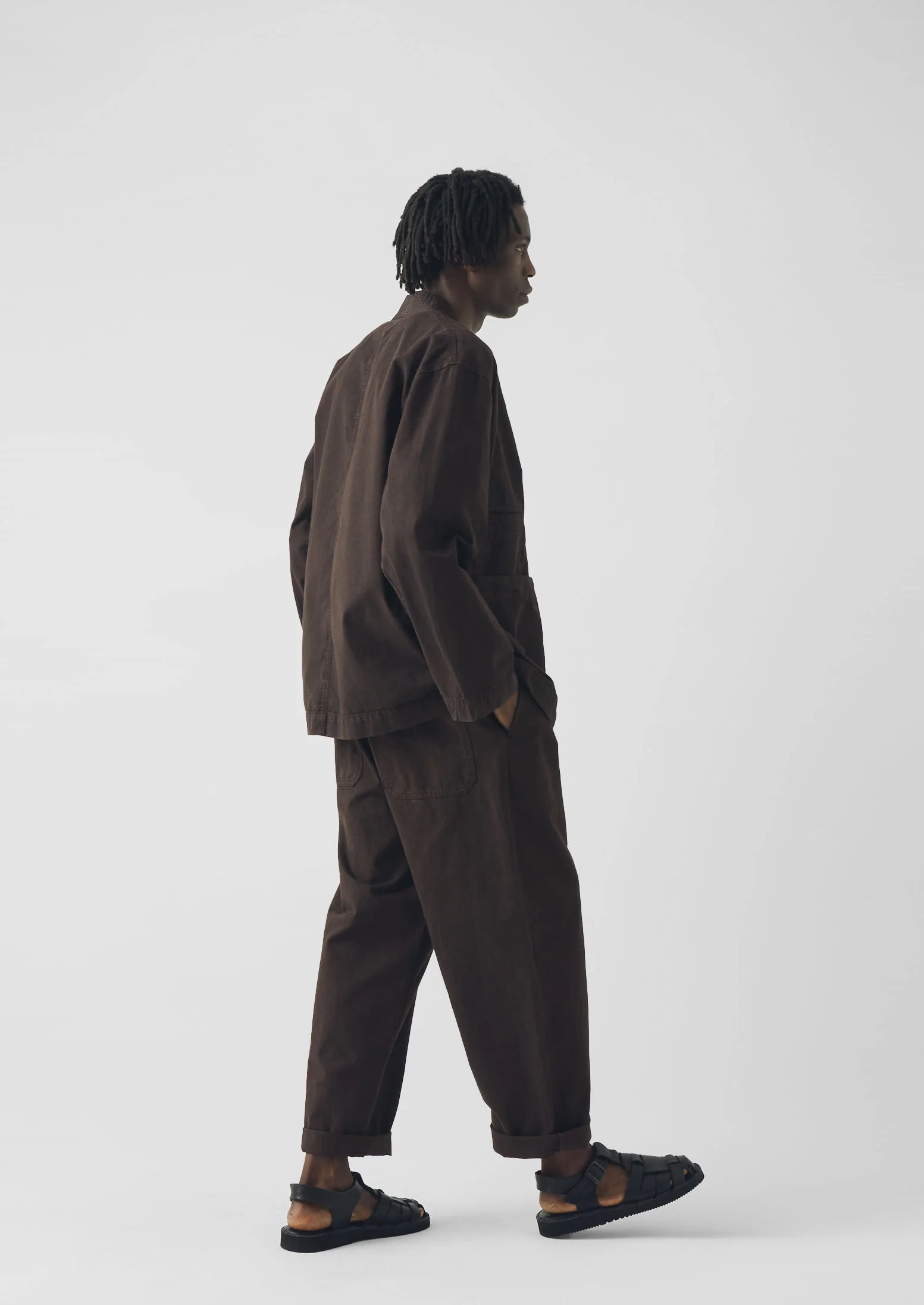 Garment Dyed Cotton Twill Jacket | Dark Cocoa - Image 7
