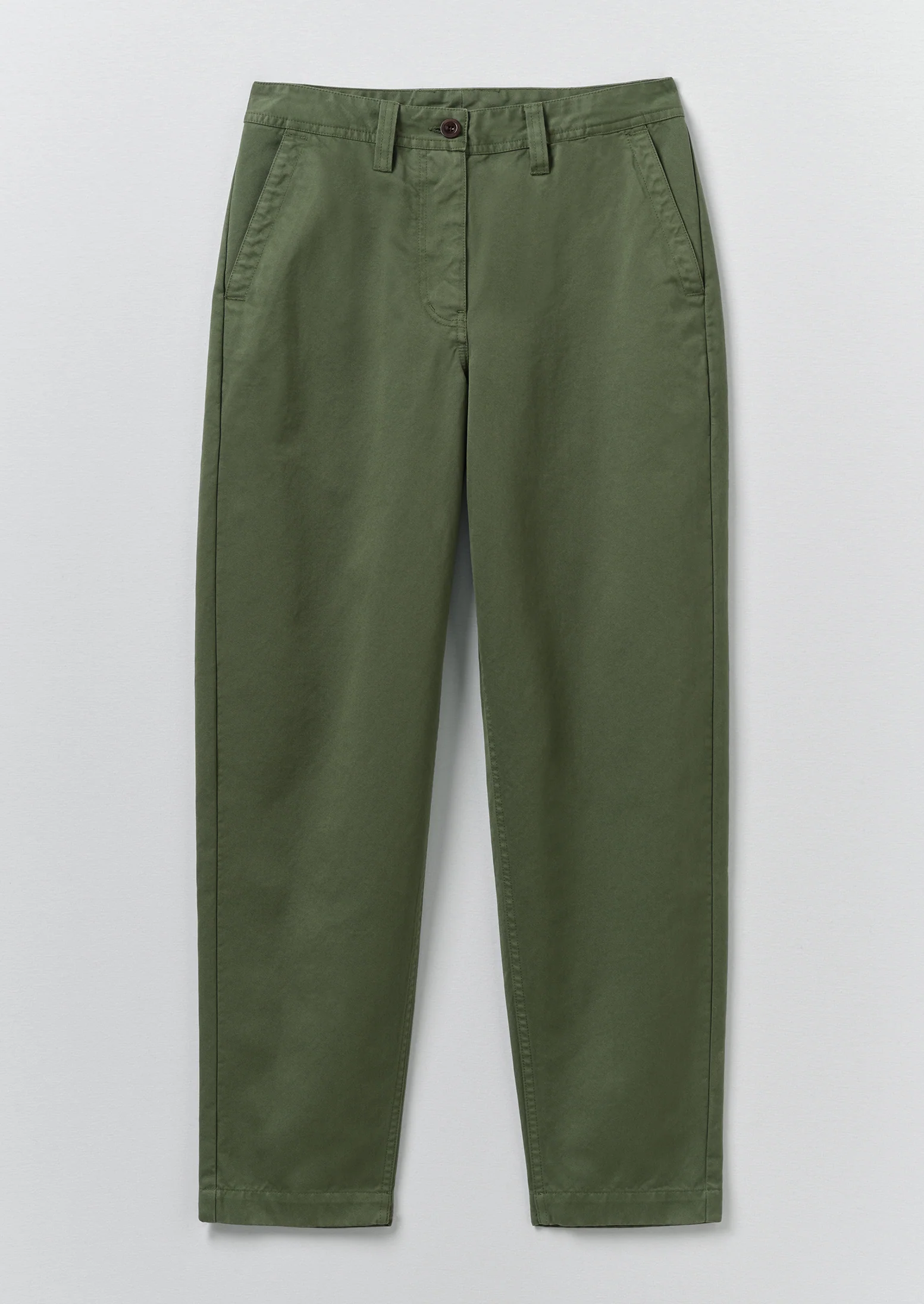 Garment Dyed Cotton Twill Trousers | Balsam Green