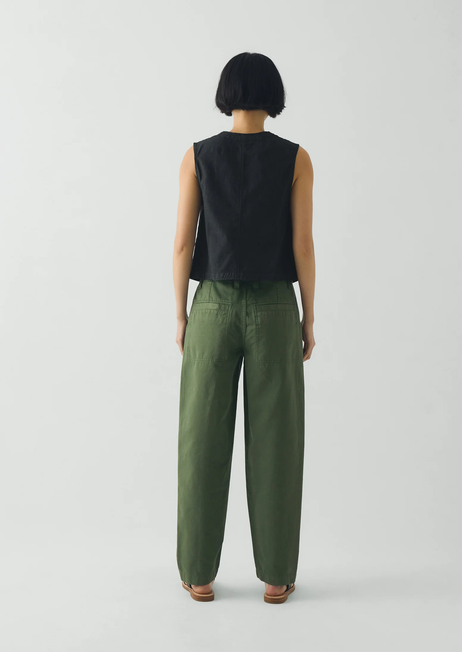 Garment Dyed Cotton Twill Trousers | Balsam Green - Image 3
